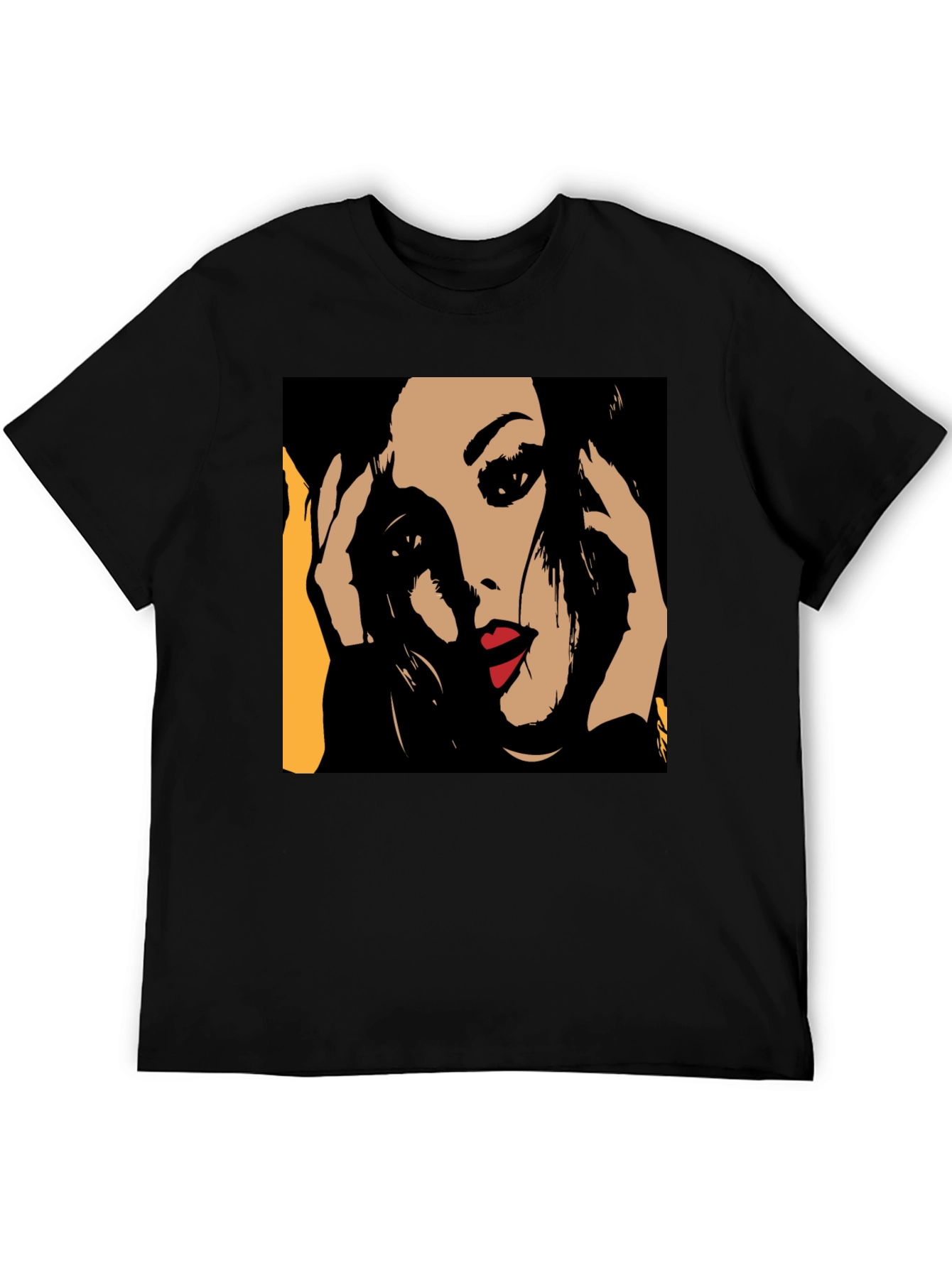Black Pop Art Woman Graphic Black T-Shirt view 5