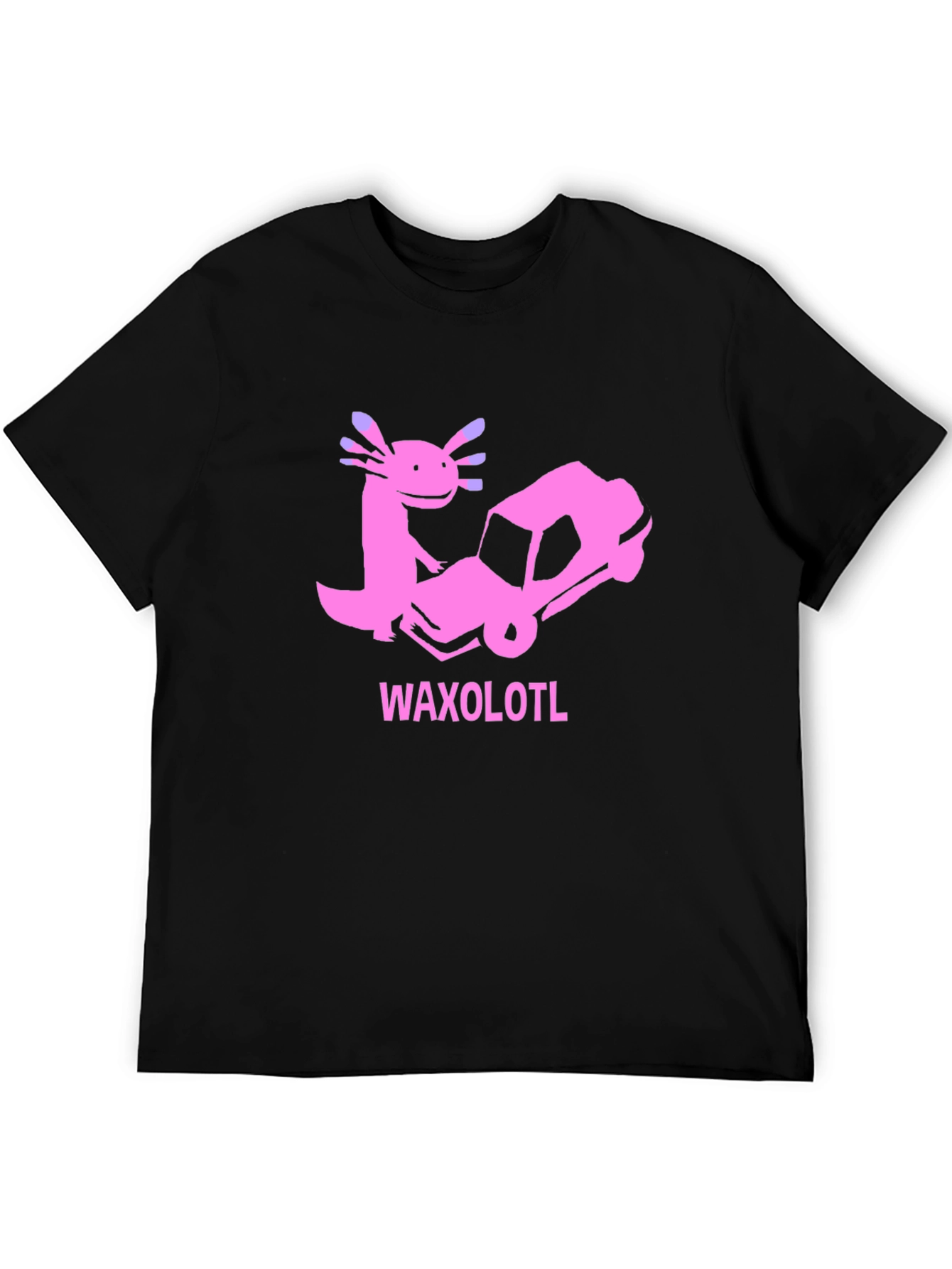Black Axolotl Car T-Shirt: Funny Pink Cartoon Tee view 5