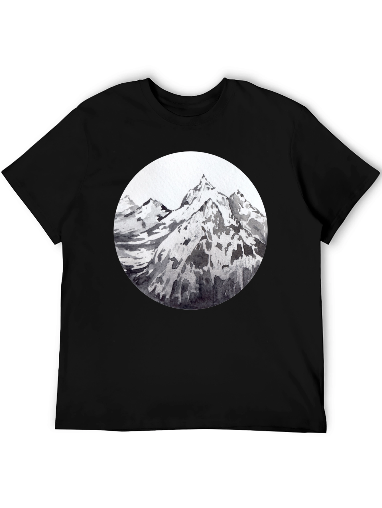 Black Mountain Peaks Graphic Tee - Black Cotton T-Shirt view 5