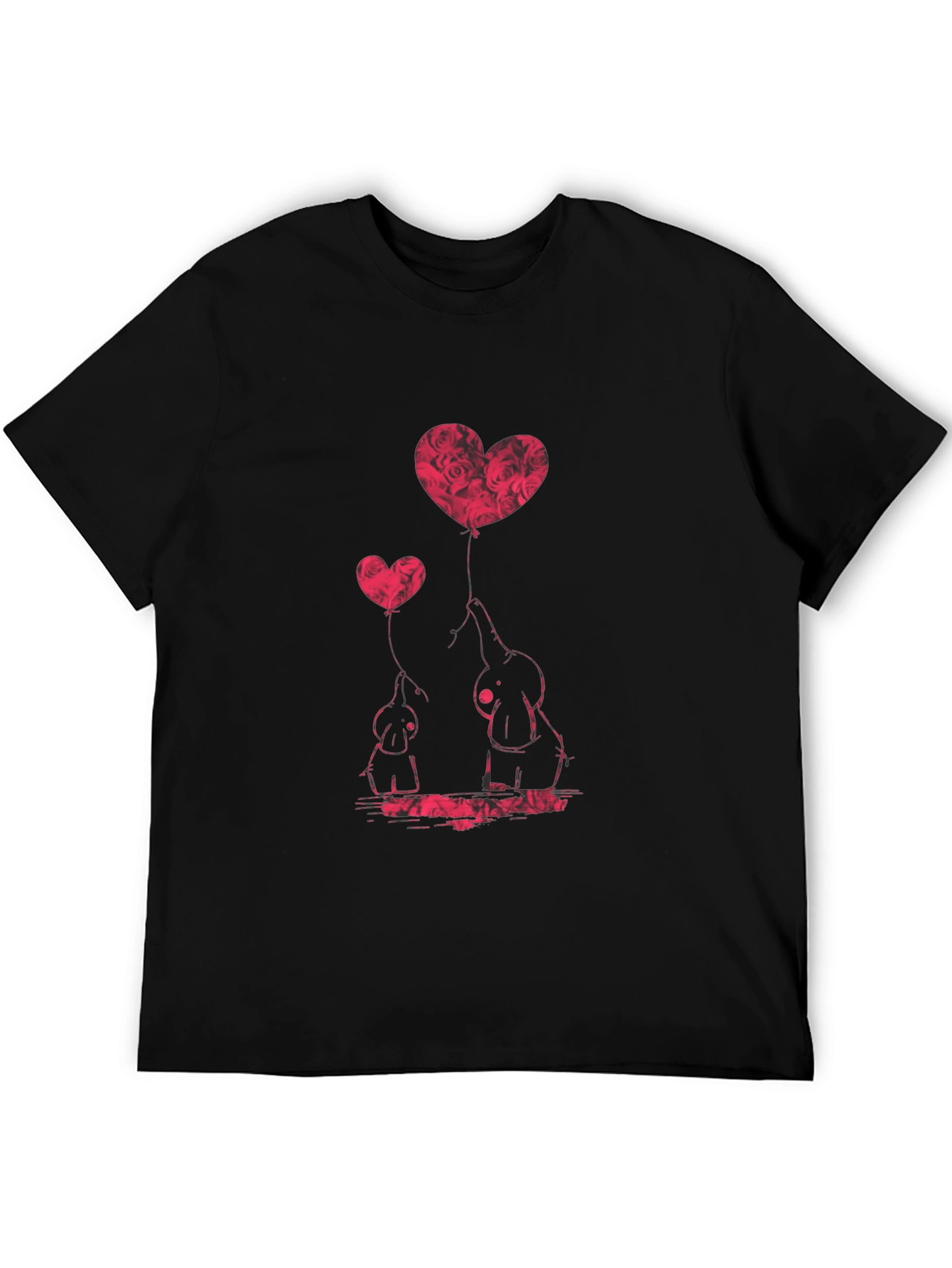 Black Elephant Love Heart Balloon Graphic Tee view 5