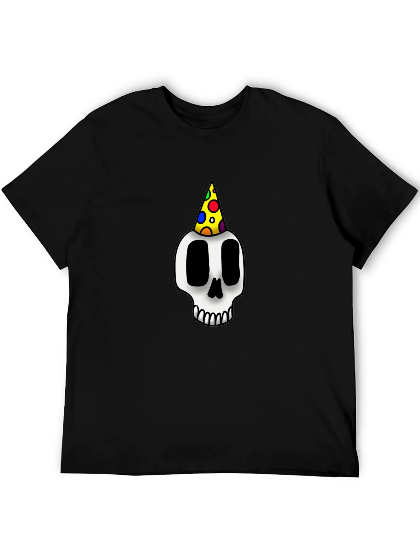 Black Party Skull Graphic Tee - Black T-Shirt view 5