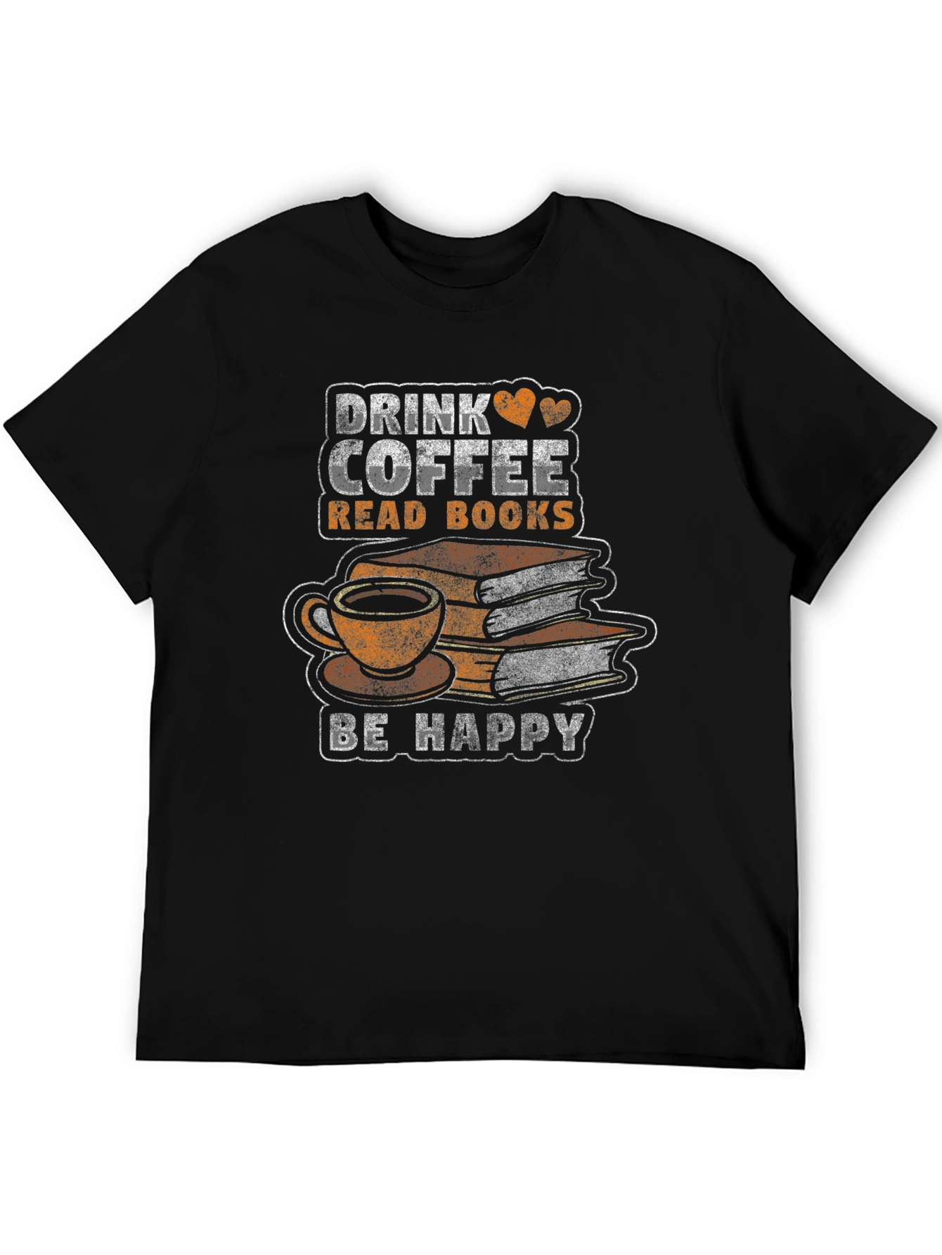 Black Drink Coffee Read Books T-Shirt - Be Happy view 5