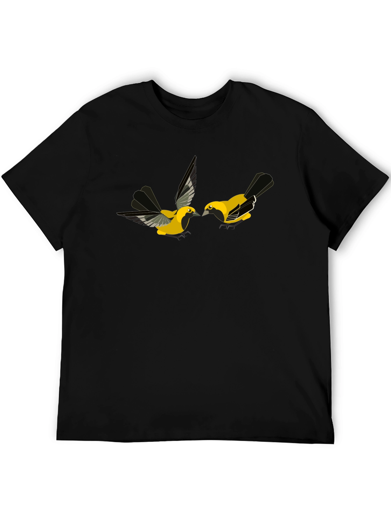 Black Black T-Shirt with Bird Design view 5