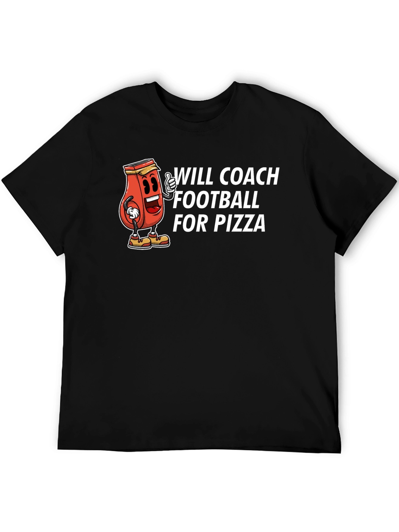 Black Will Coach Football for Pizza Black T-Shirt view 5