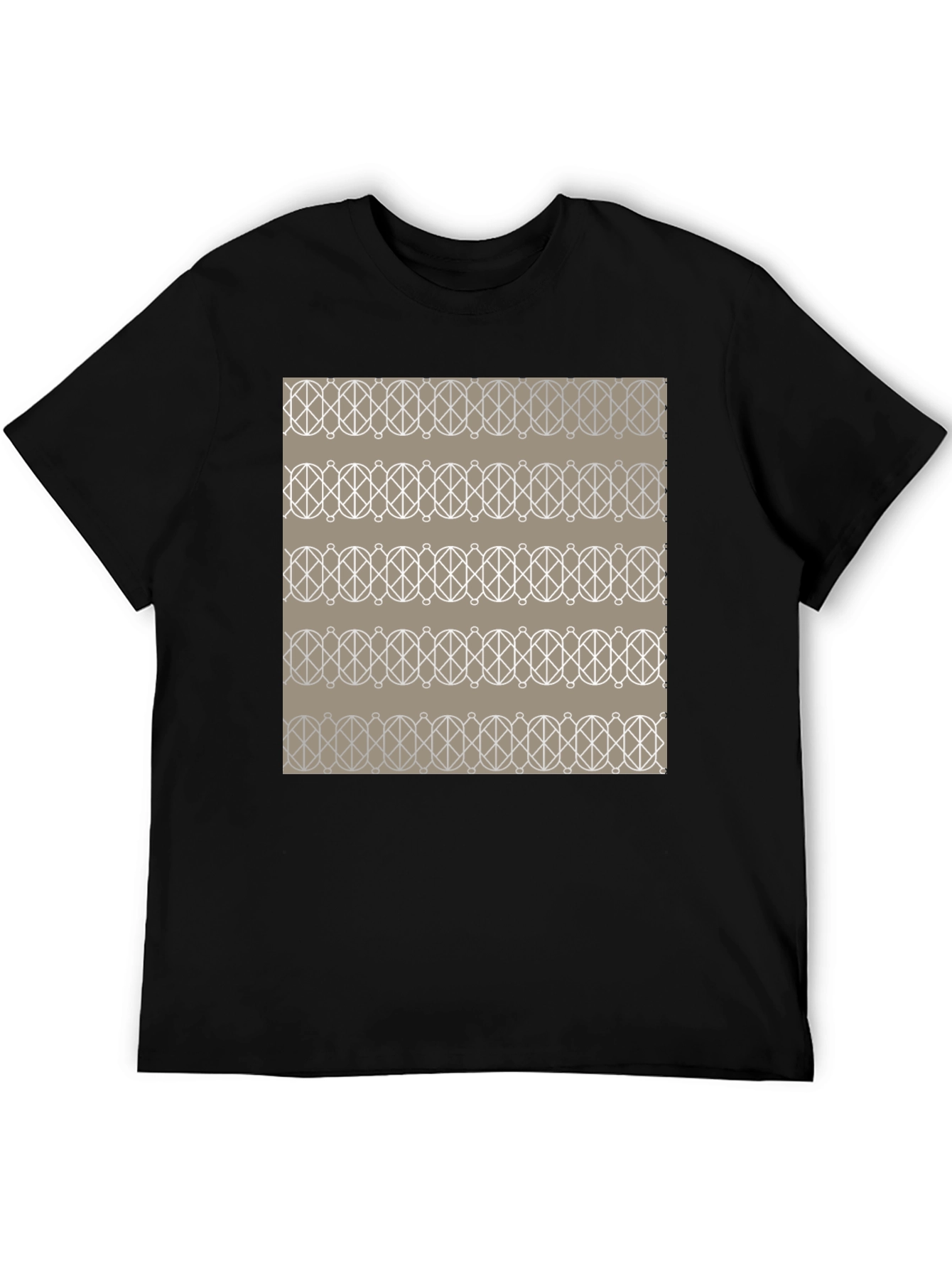 Black Geometric Pattern Graphic Tee - Stylish Men's Black T-Shirt view 5