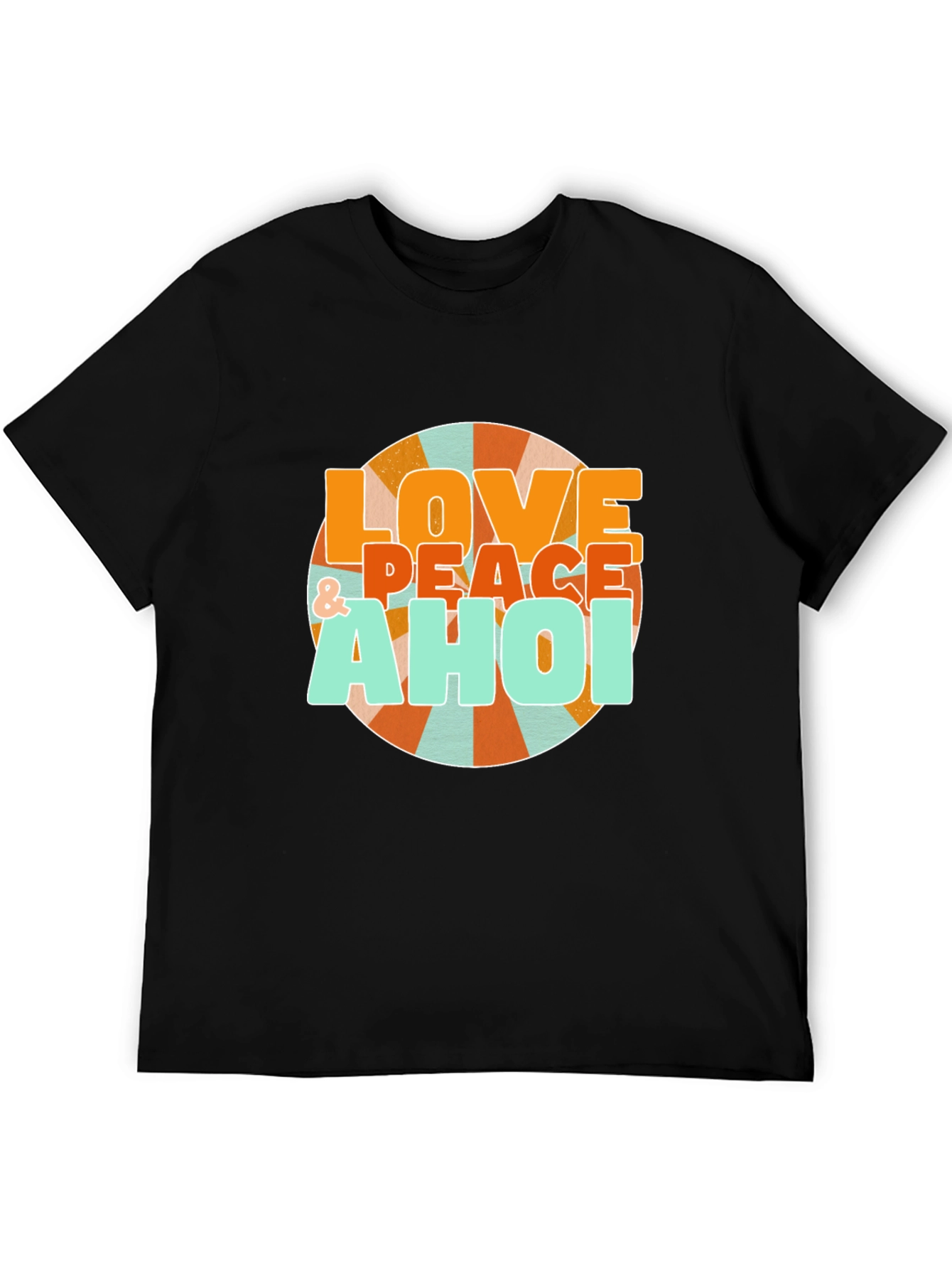 Black Retro Love & Peace Ahoi Graphic T-Shirt view 5