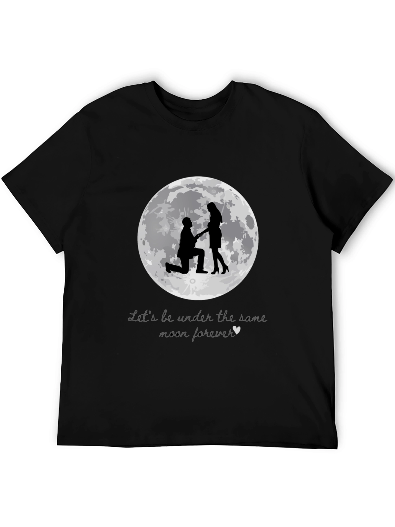 Black Romantic Moon Proposal T-Shirt view 5