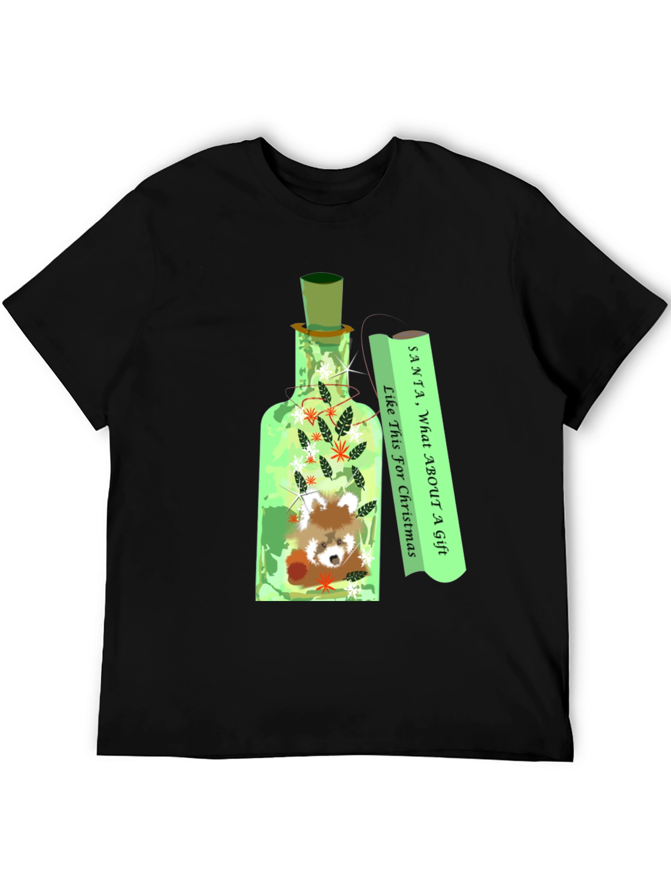 Black Red Panda Christmas Gift T-Shirt view 5