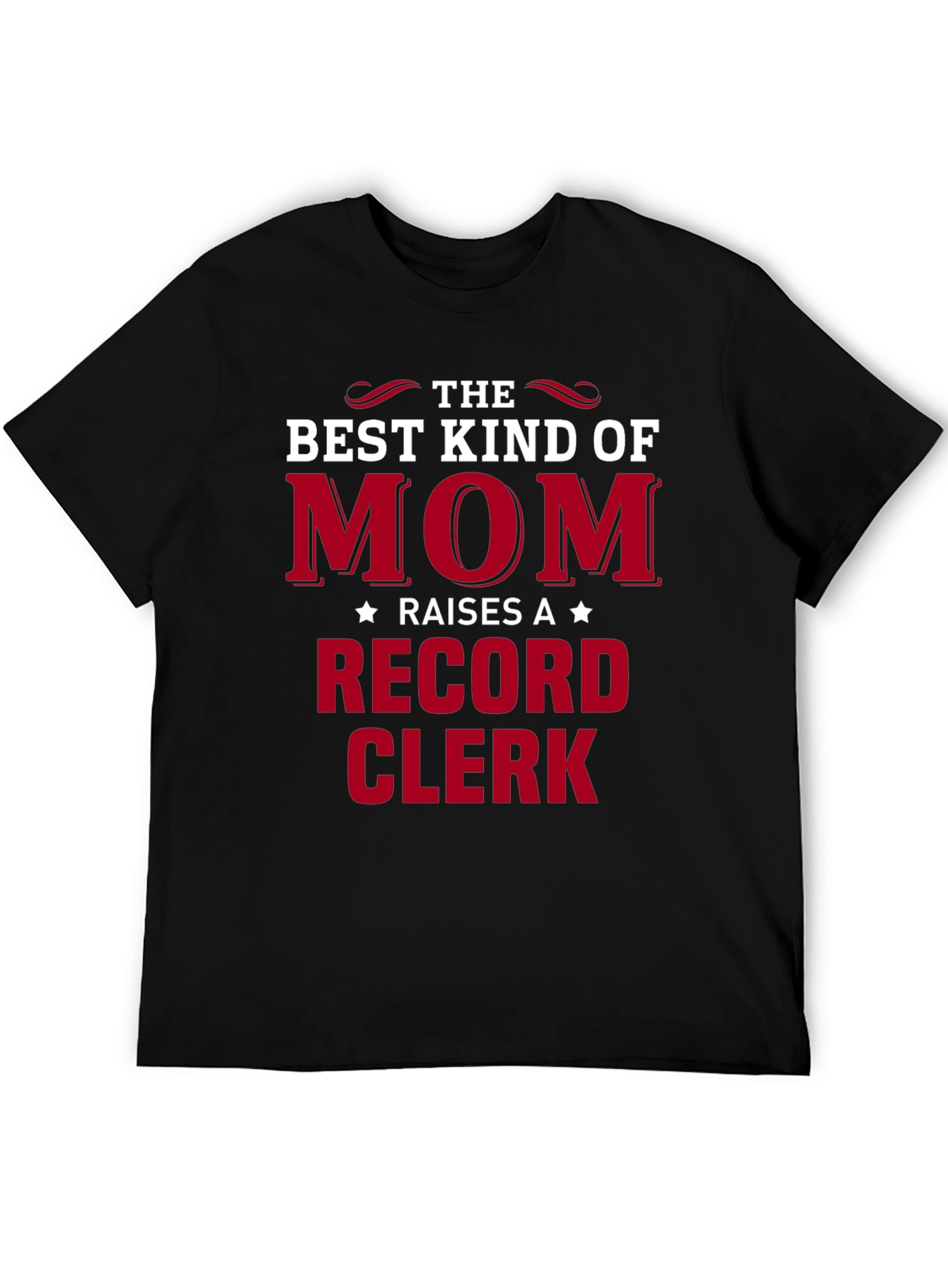 Black Best Kind of Mom Raises a Record Clerk T-Shirt view 5