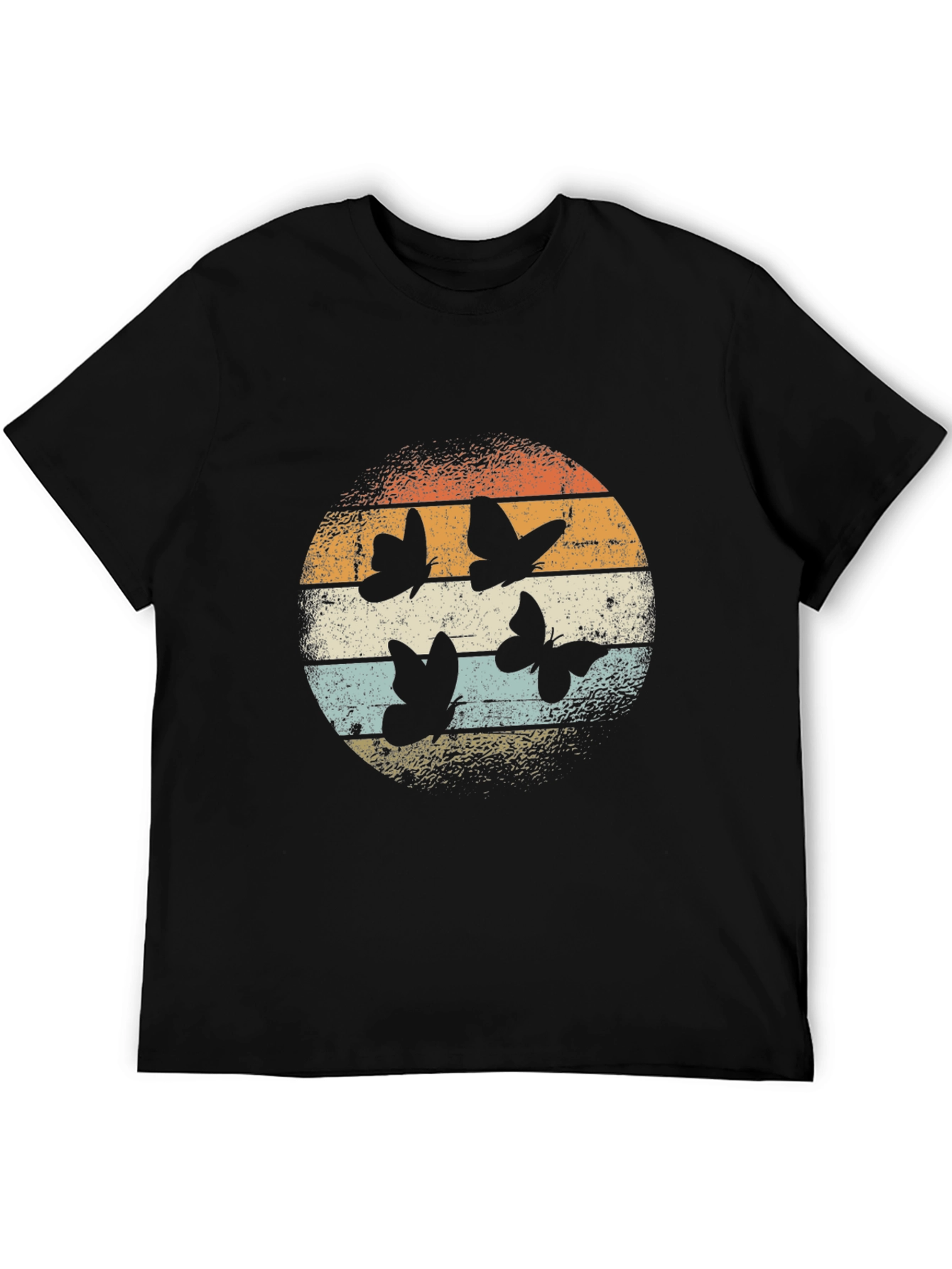 Black Retro Butterfly Sunset Graphic Tee view 5