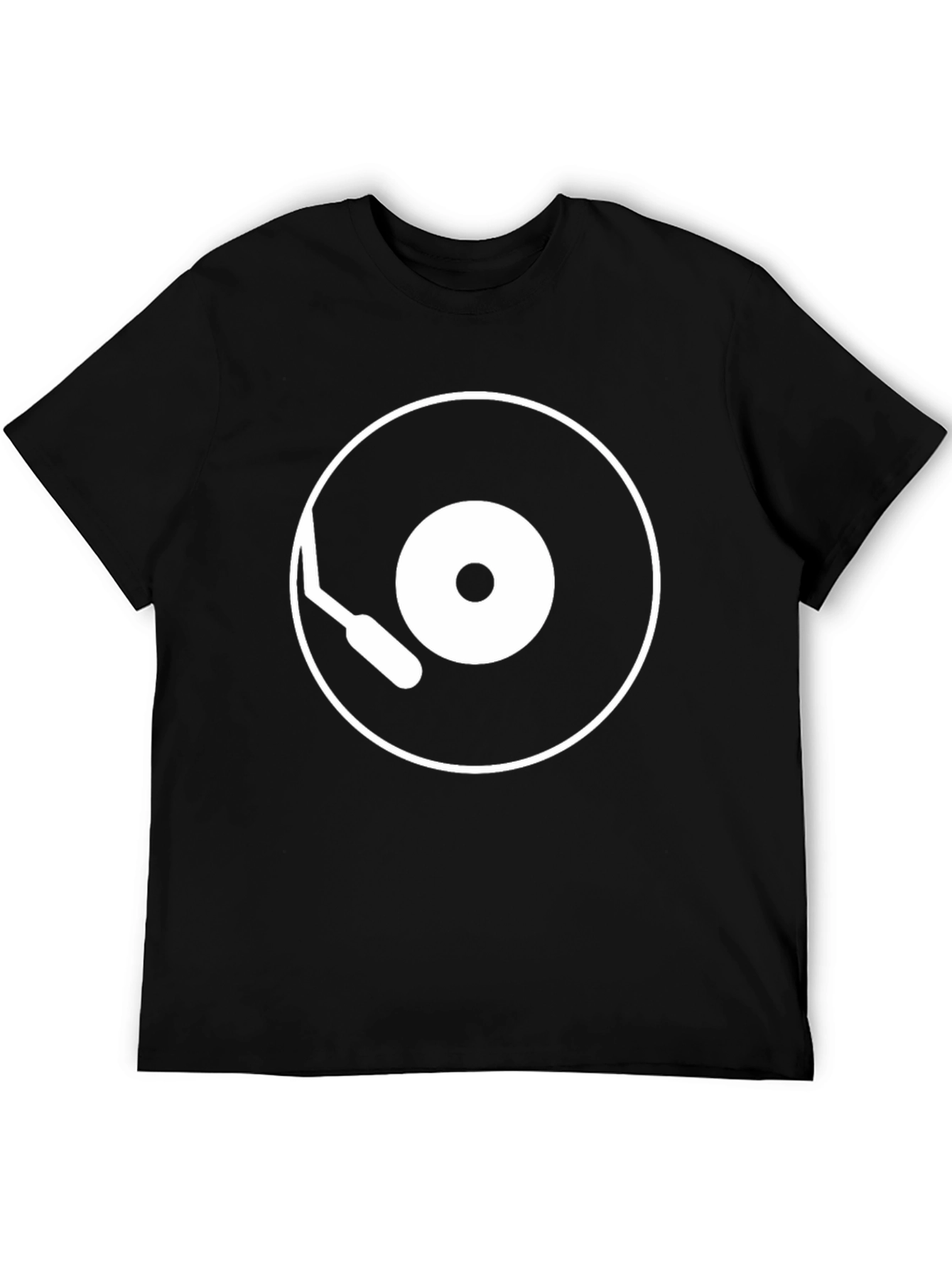 Black Retro Vinyl Record Player Black T-Shirt view 5