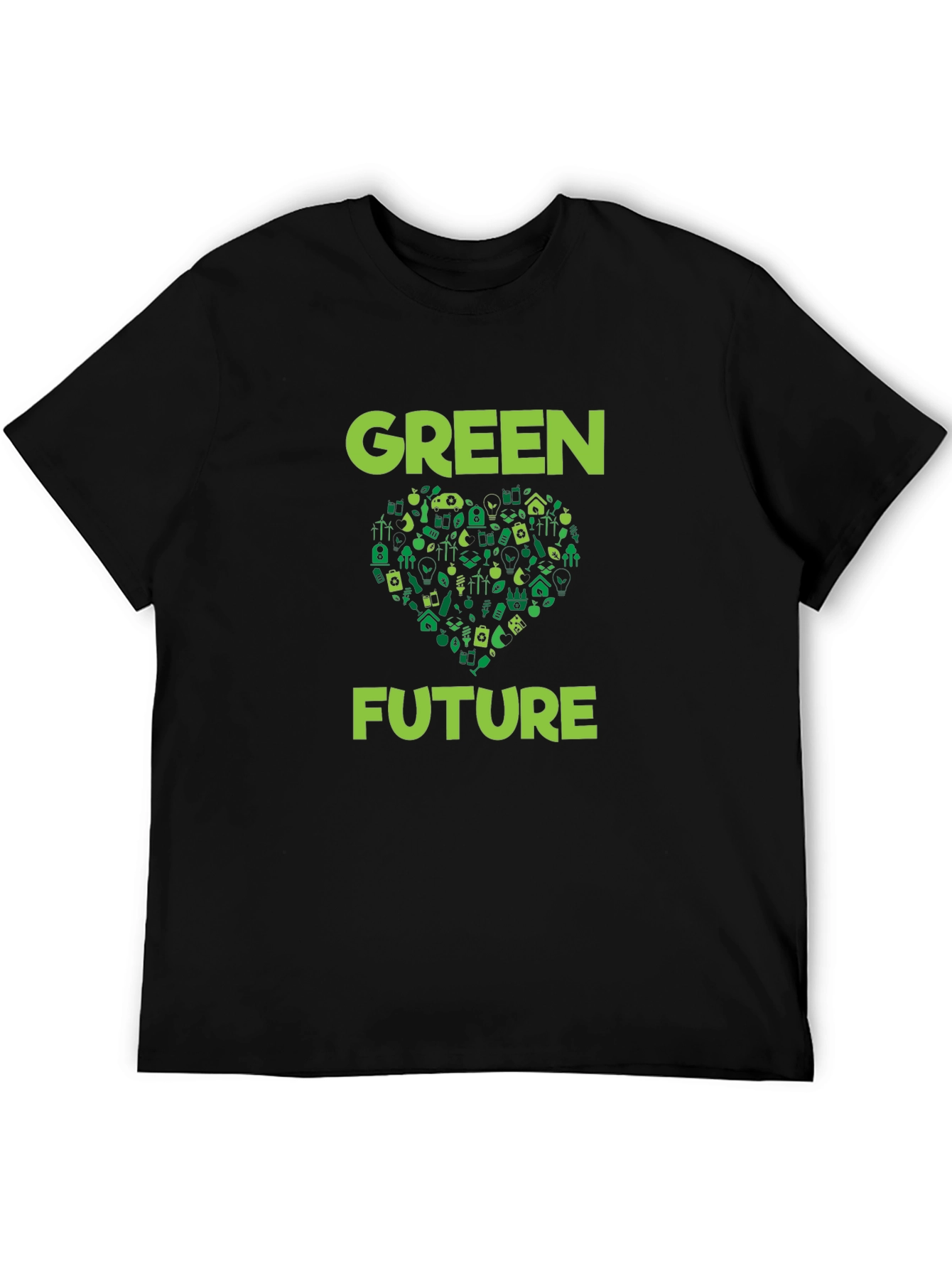 Black Green Future Graphic T-Shirt - Eco-Friendly Design view 5