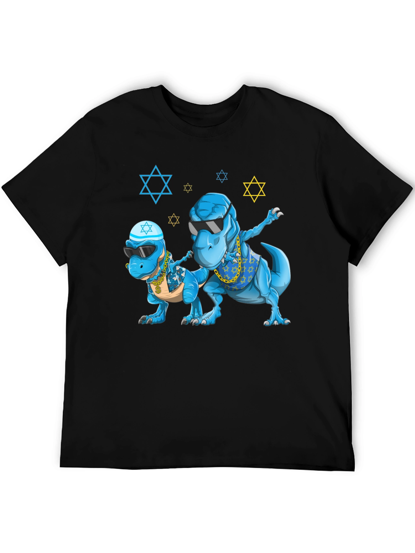 Black Dinosaur Graphic Tee - Fun Jewish T-Rex Design view 5