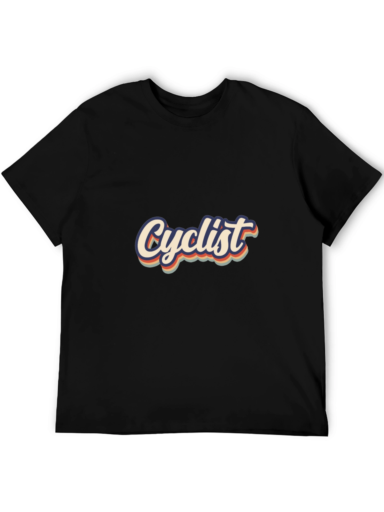 Black Cyclist Retro T-Shirt - Vintage Style Cotton Tee view 5