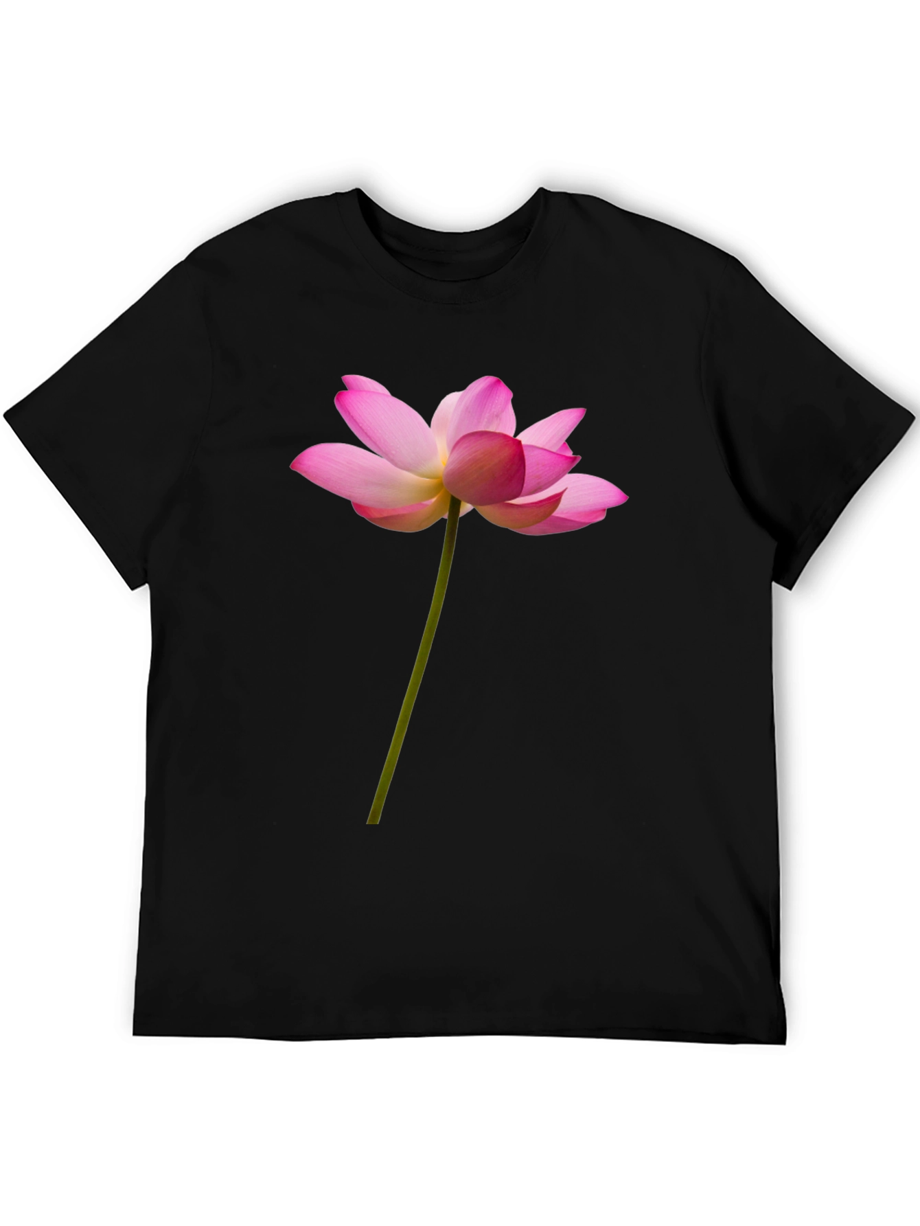 Black Lotus Flower Graphic Tee - Black Cotton T-Shirt view 5