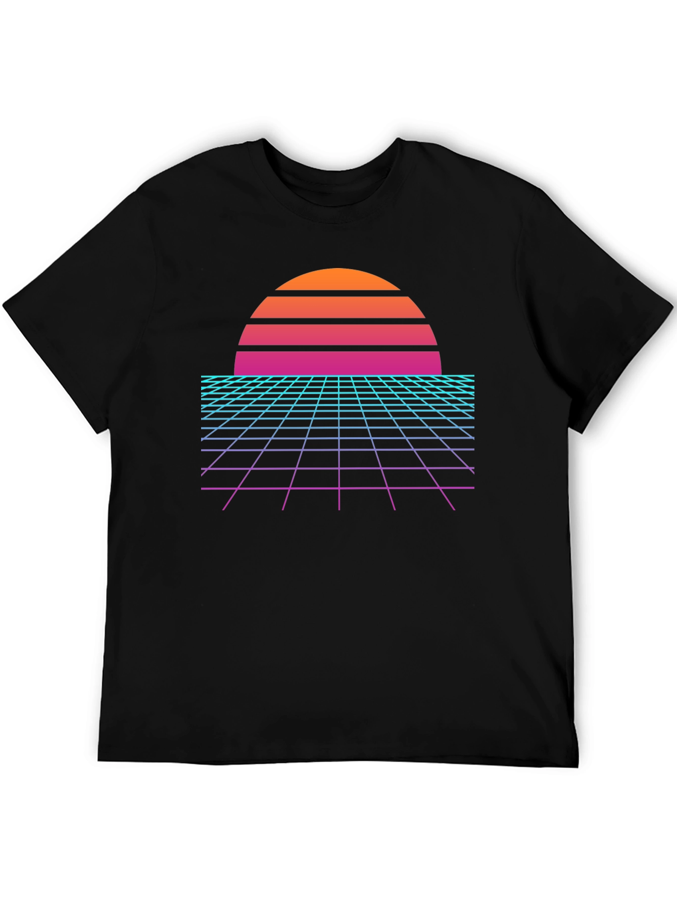 Black Retro Wave Sunset Graphic Tee - Black view 5