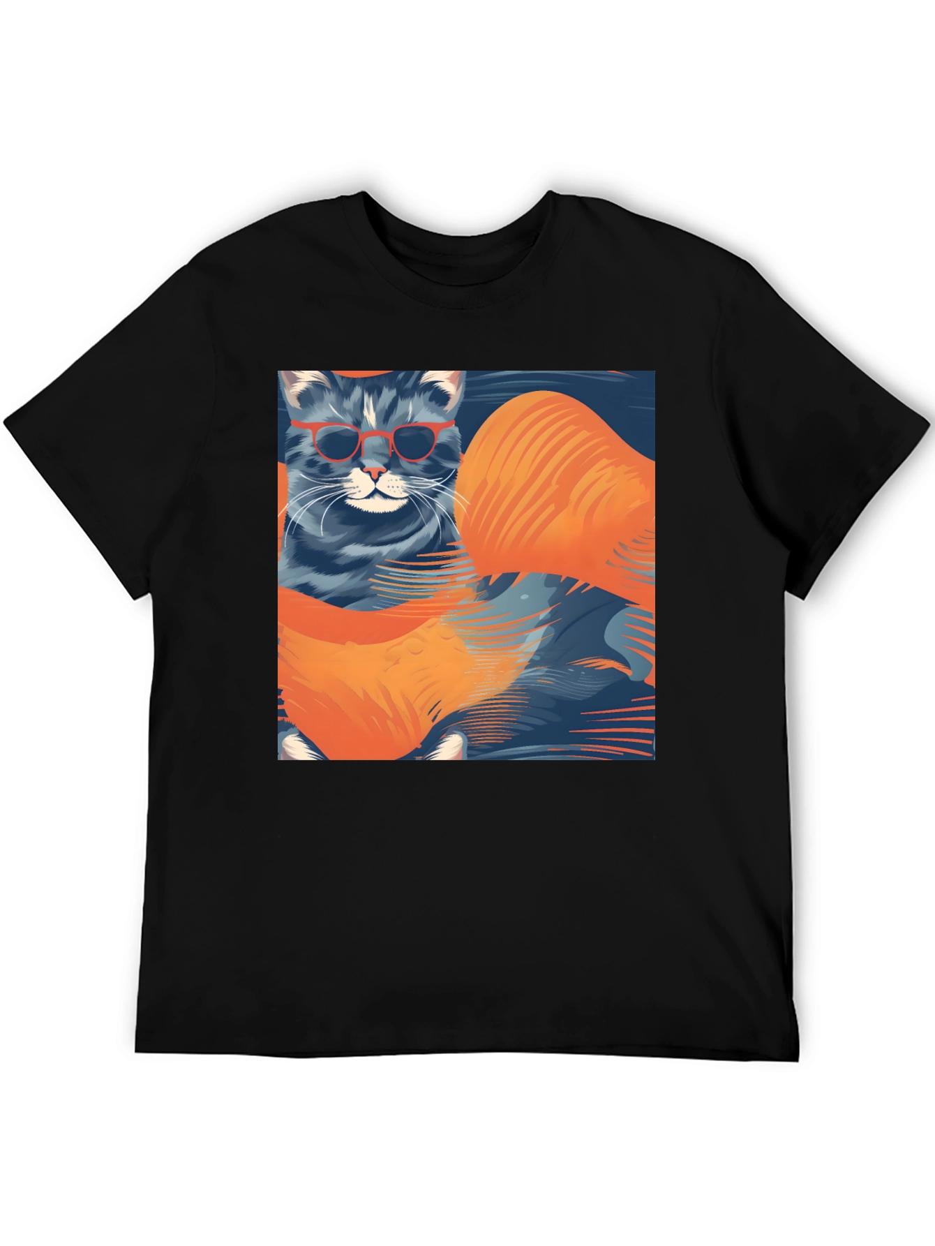 Black Cool Cat Graphic T-Shirt view 5