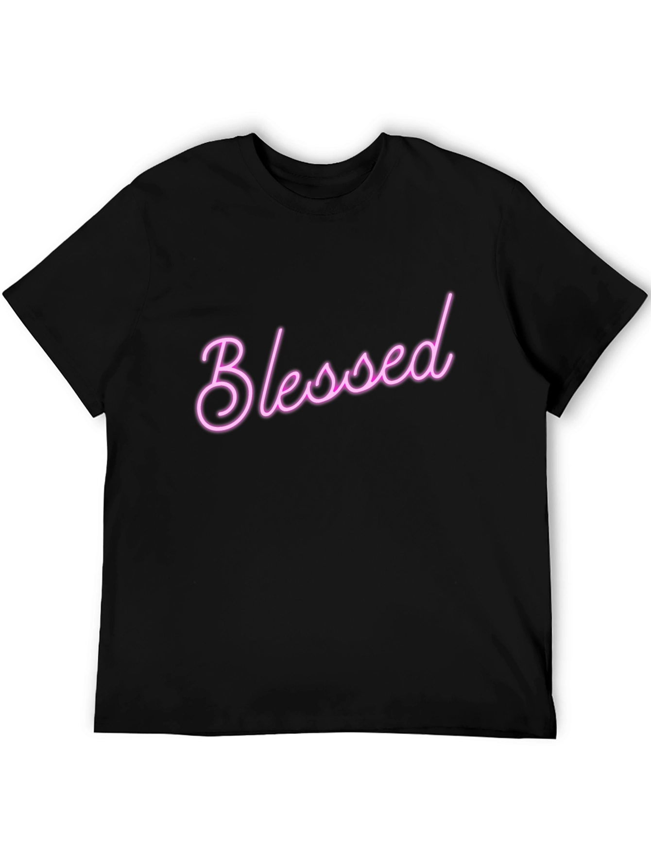 Black Blessed Pink Neon Style T-Shirt view 5