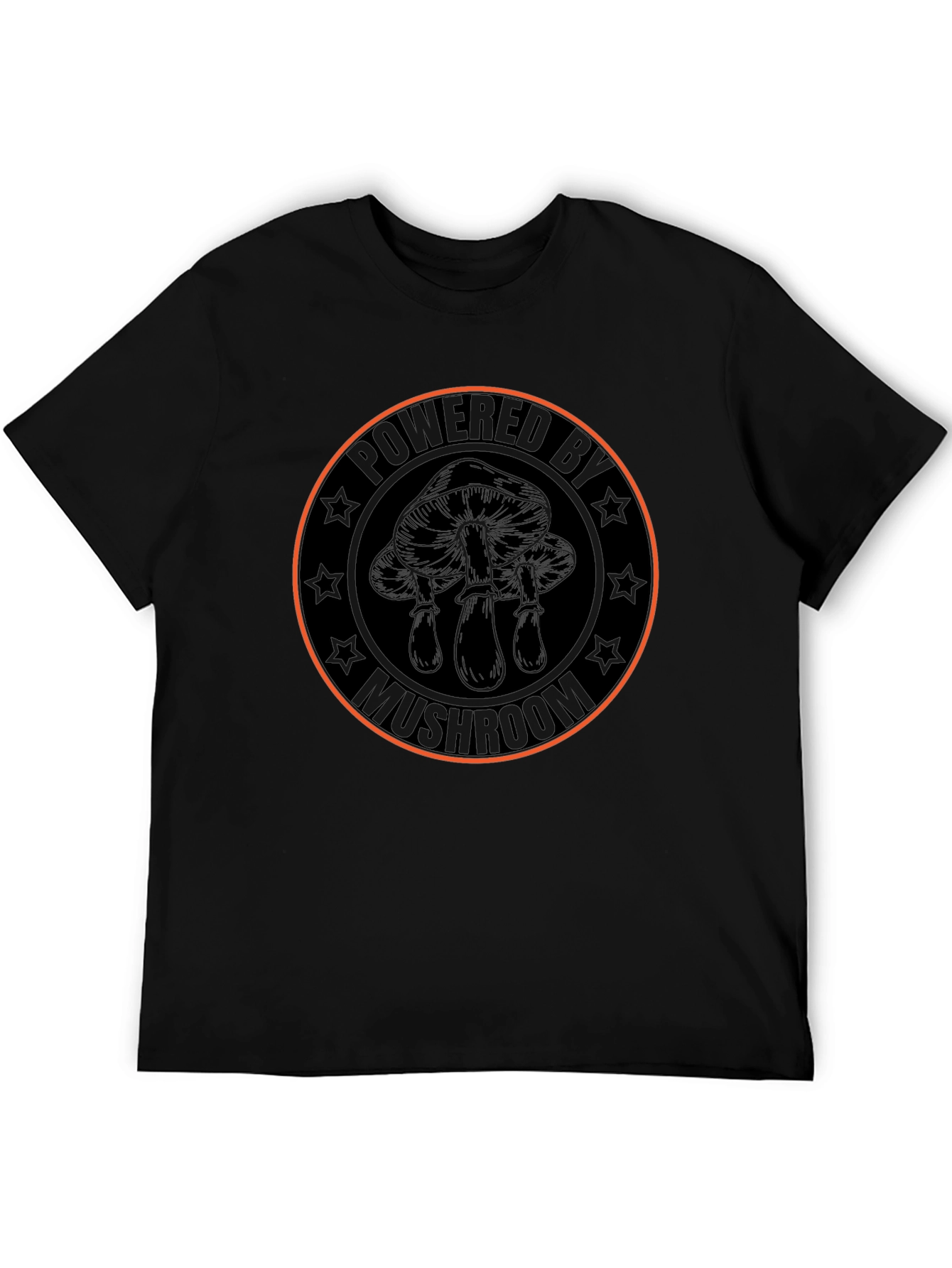 Black Powered By Mushroom Black T-Shirt view 5