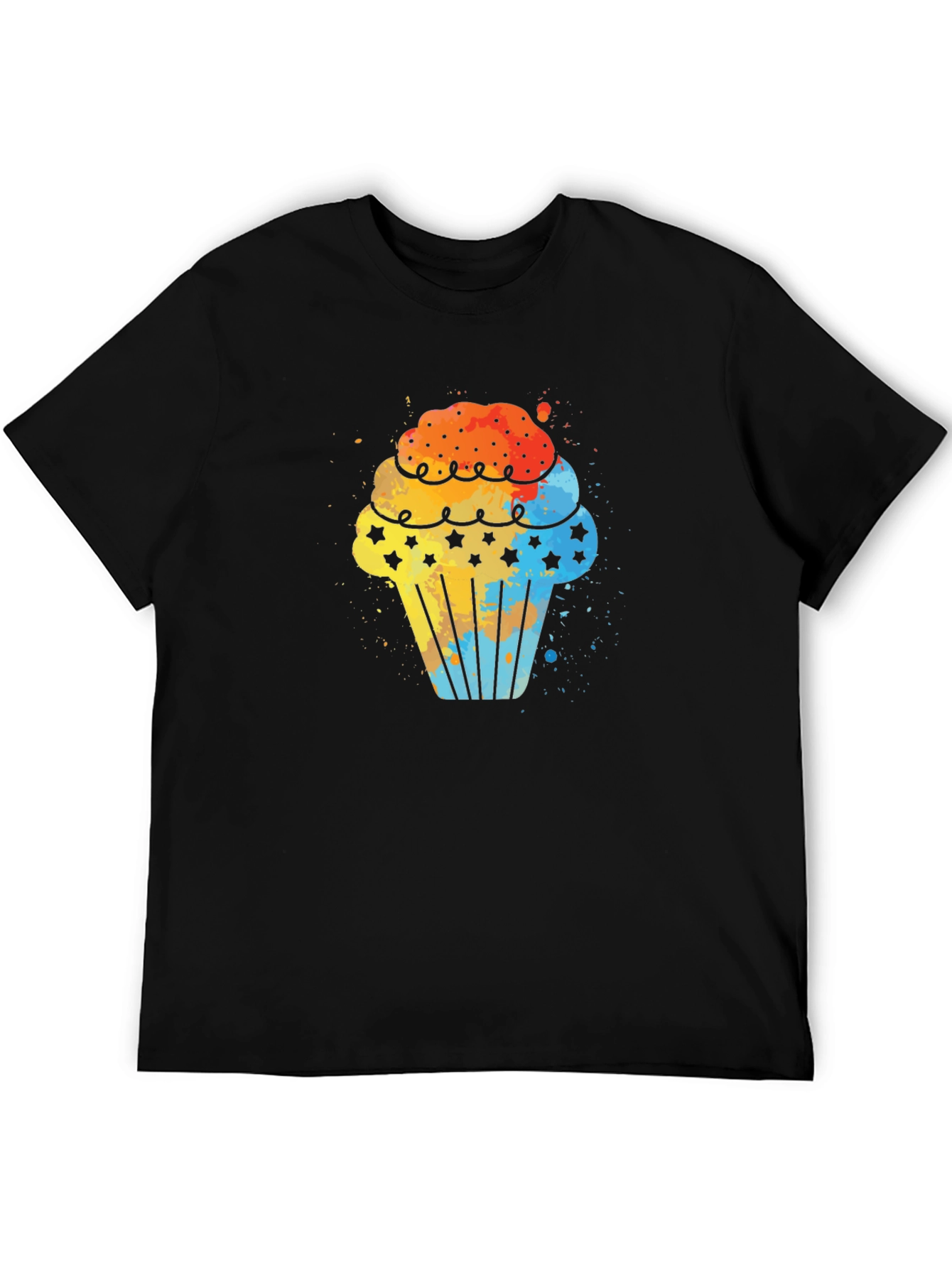 Black Watercolor Cupcake Graphic Tee - Black view 5
