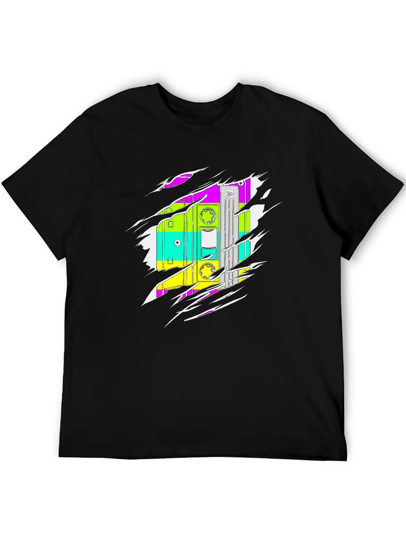 Black Retro Cassette Tape Graphic Tee - Black view 5