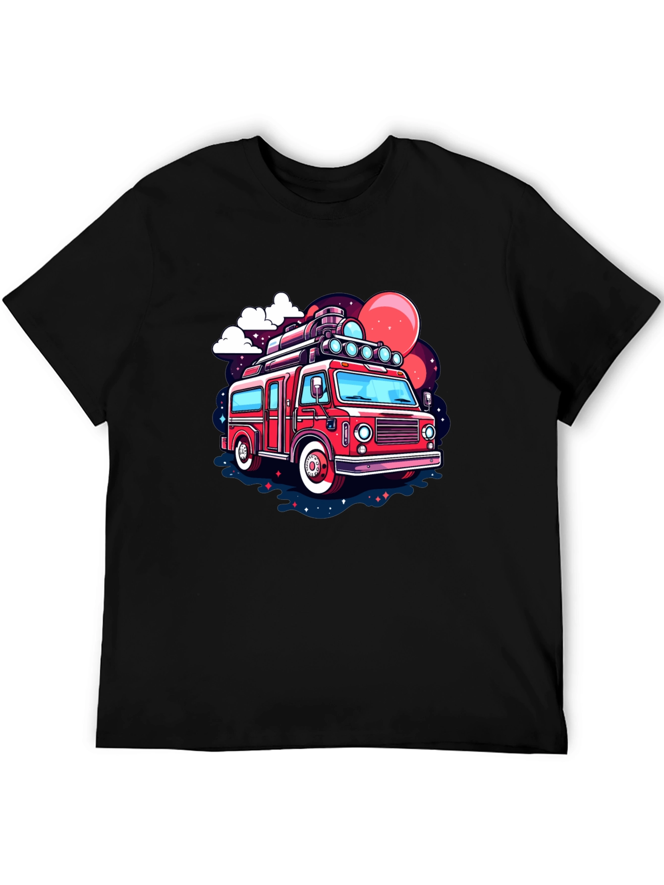 Black Retro Cartoon Bus Graphic T-Shirt view 5