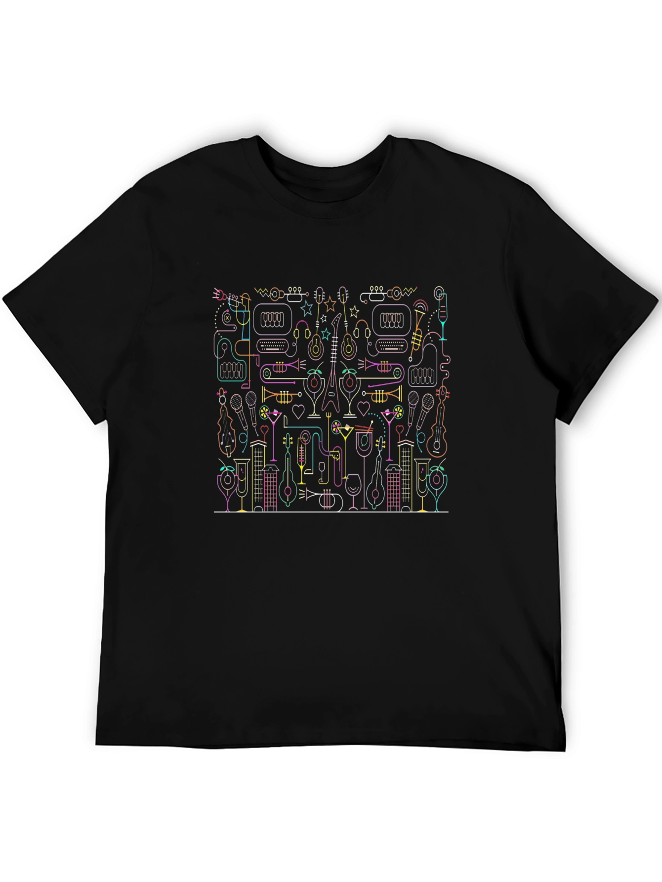 Black Music Lover's Graphic Print T-Shirt view 5