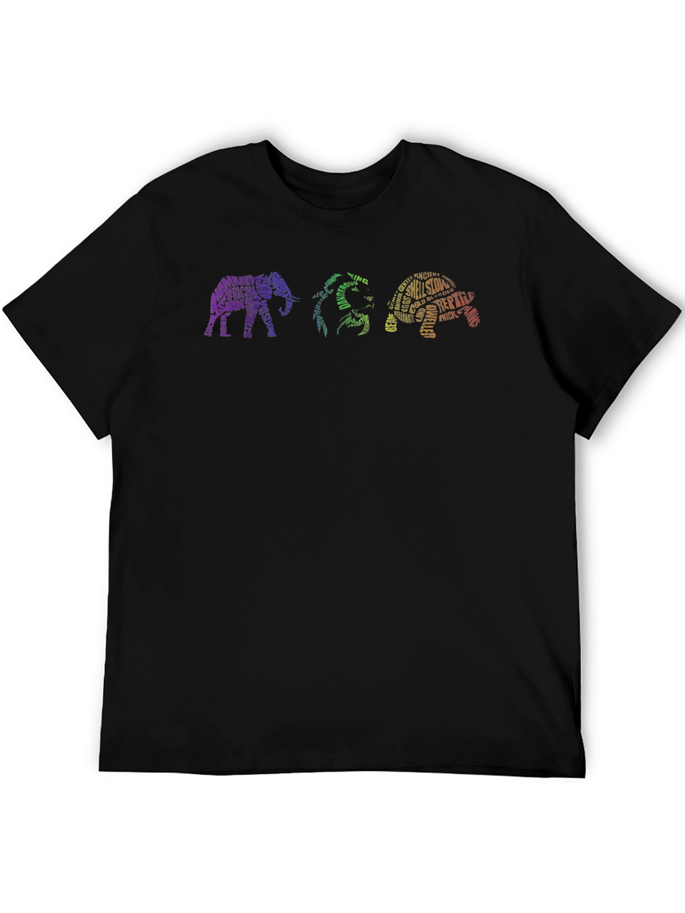 Black Animal Word Art Graphic T-Shirt view 5