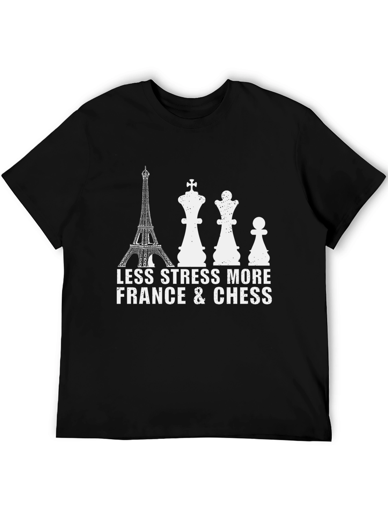 Black France & Chess Graphic T-Shirt - Less Stress More Life view 5
