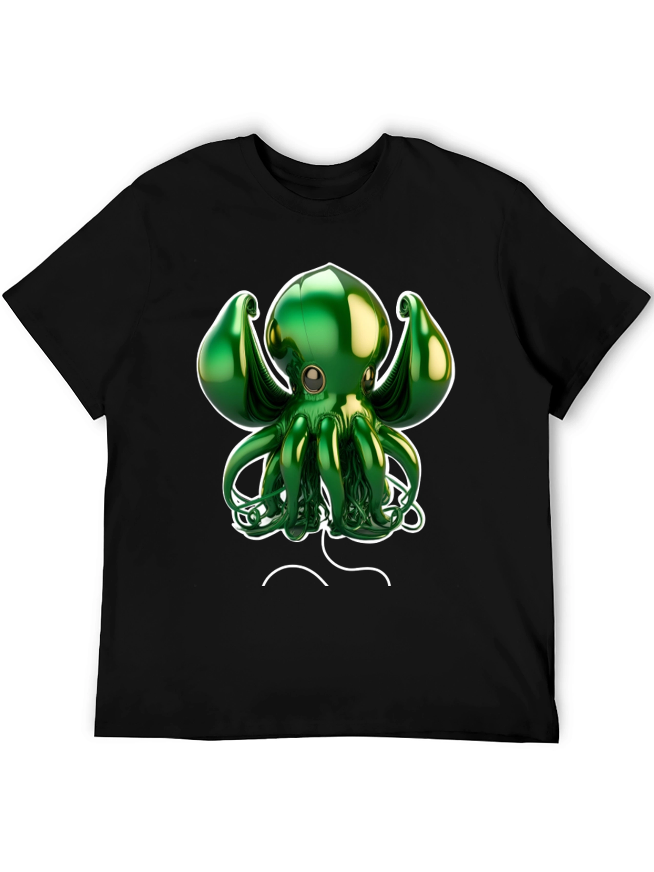 Black Green Octopus Graphic Tee - Black Cotton Blend view 5