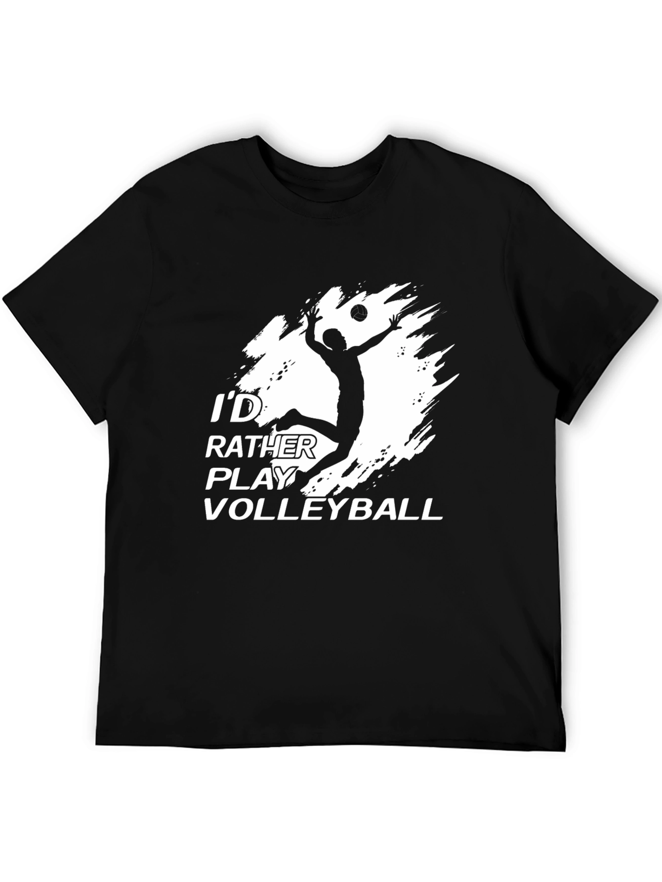 Black Volleyball Graphic Tee - I'd Rather Play Volleyball T-Shirt view 5