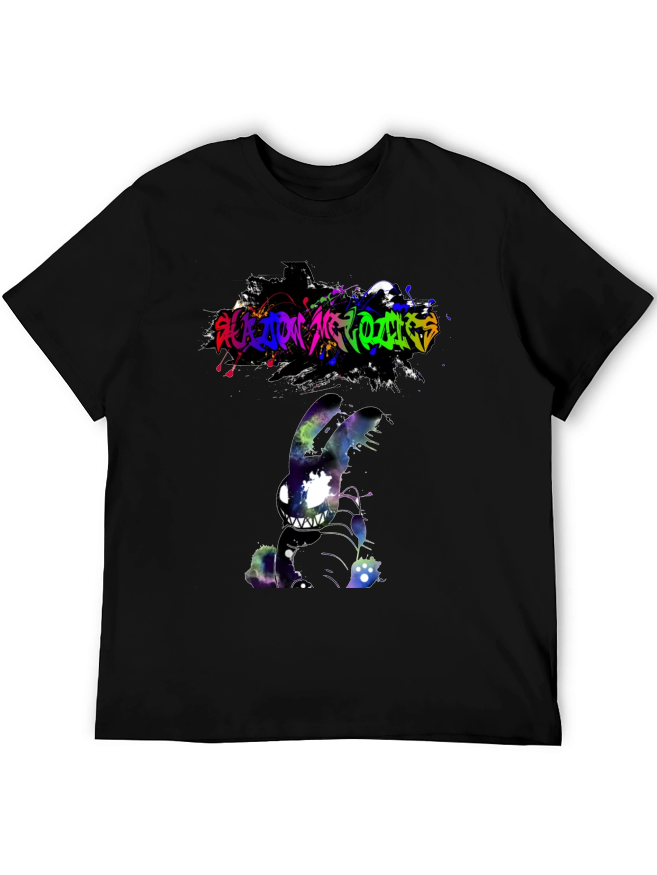Black Cosmic Nightmare Bunny Graphic Tee - Unique Design view 5