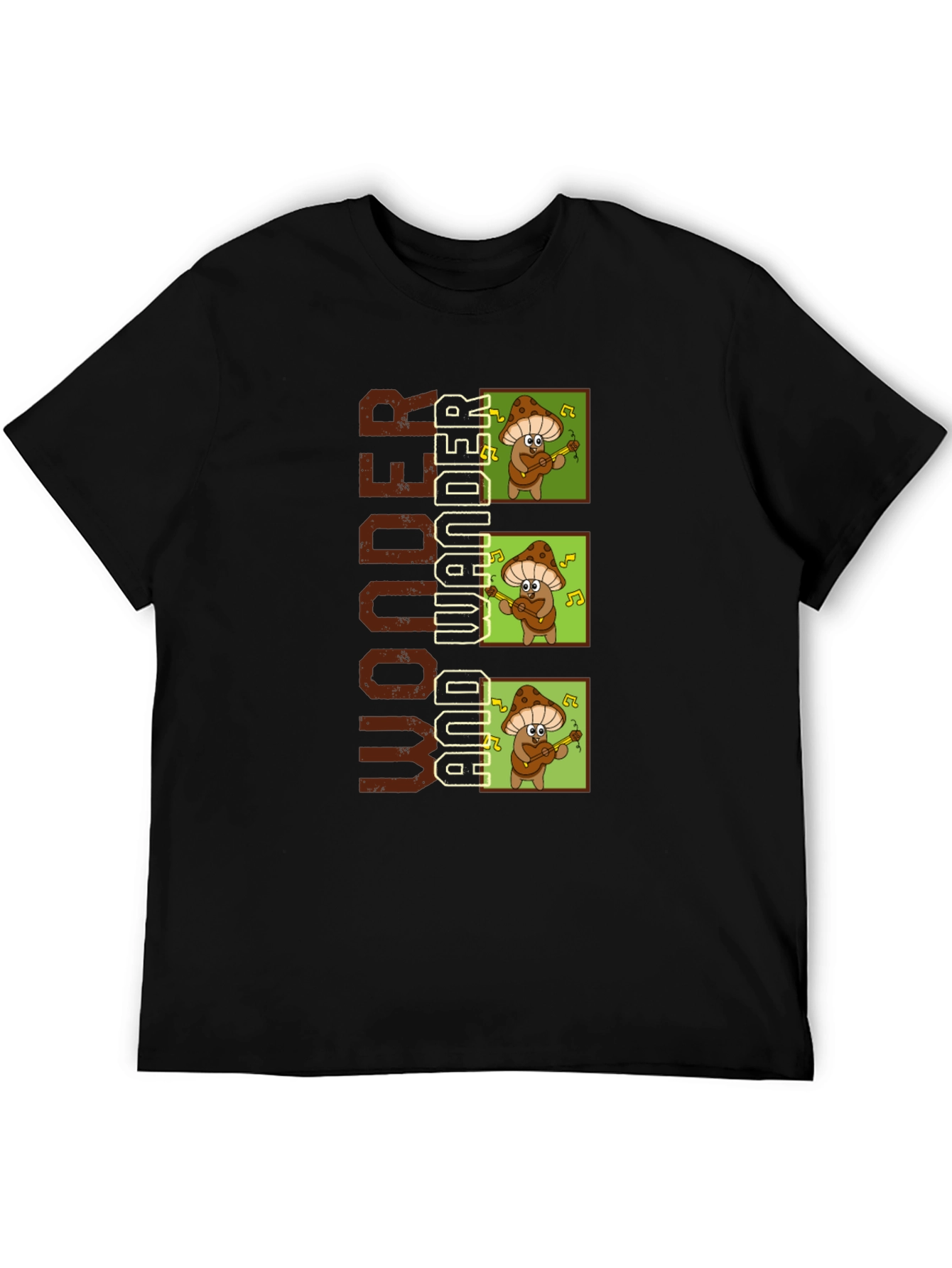 Black Wonder and Wander Mushroom Music T-Shirt view 5