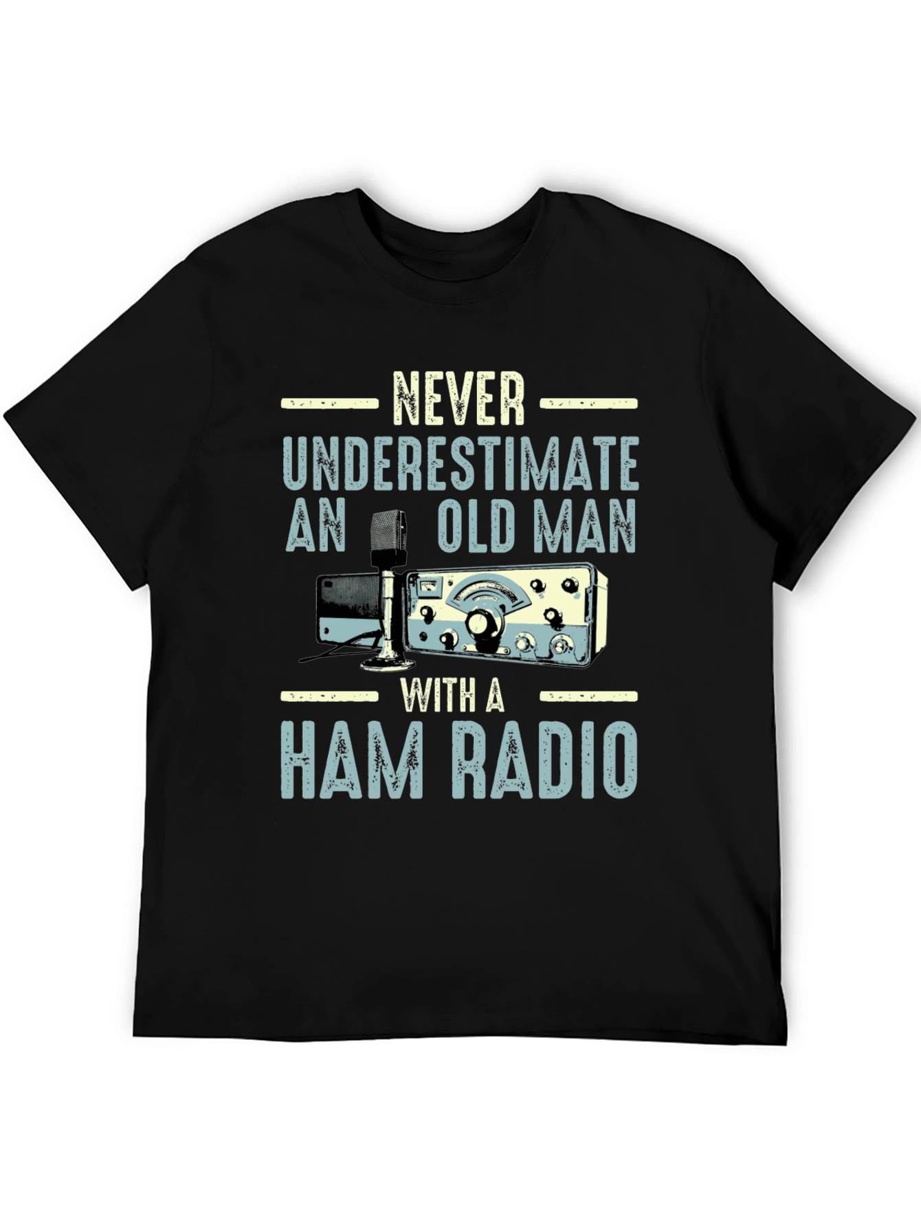 Black Ham Radio Old Man T-Shirt view 5