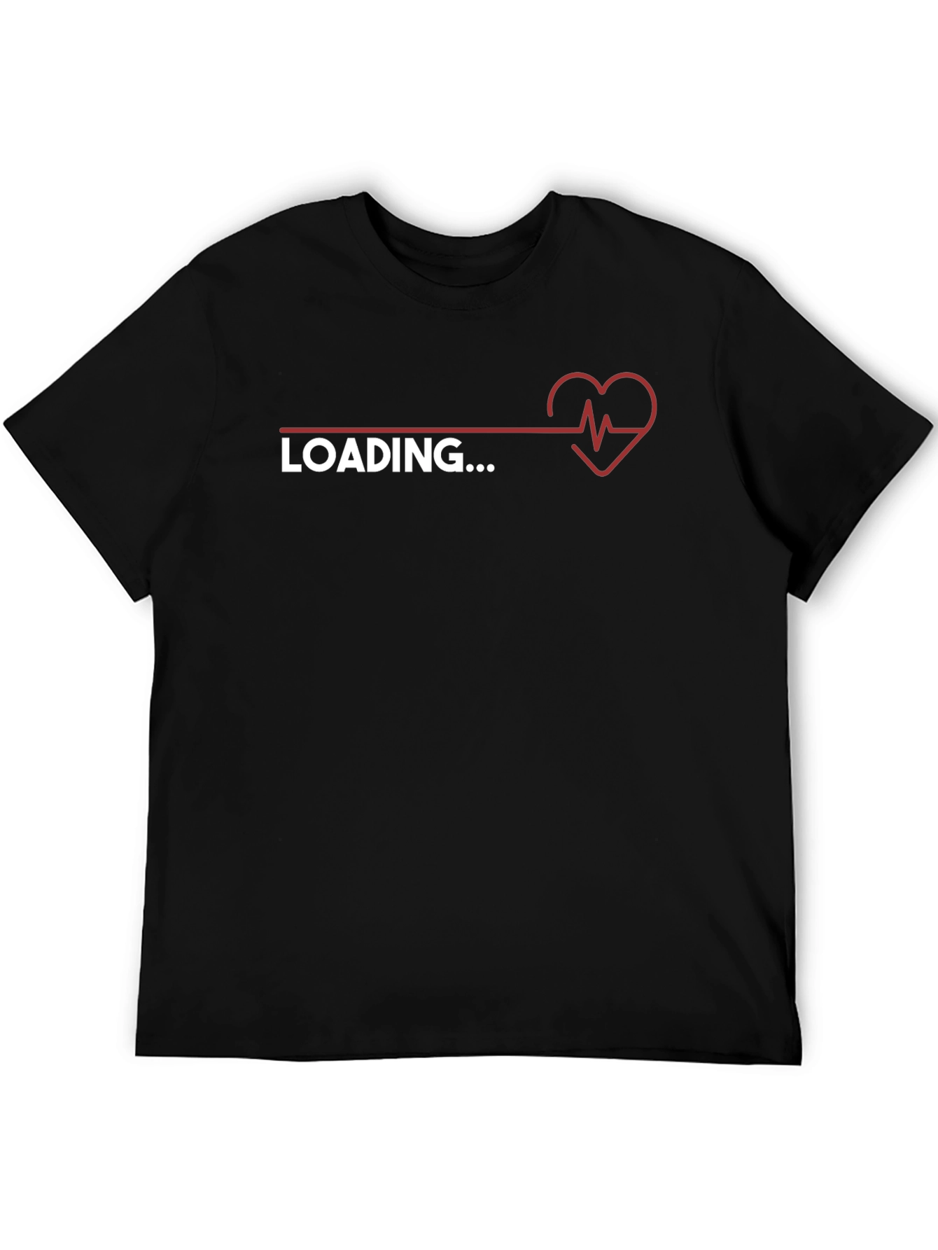 Black Loading Heartbeat Graphic Tee - Trendy Novelty Shirt view 5