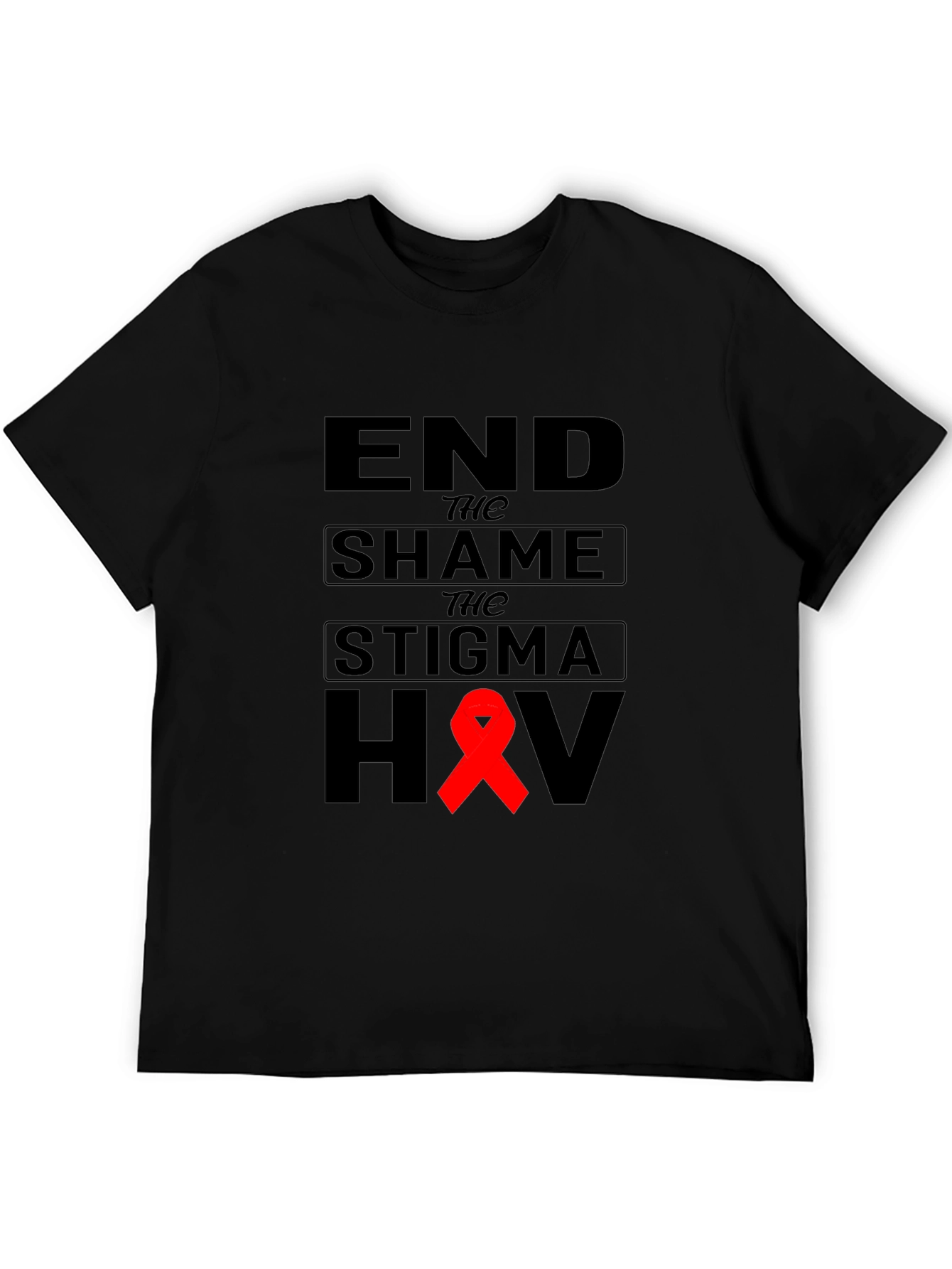 Black End the Shame, Stigma HIV Awareness T-Shirt view 5