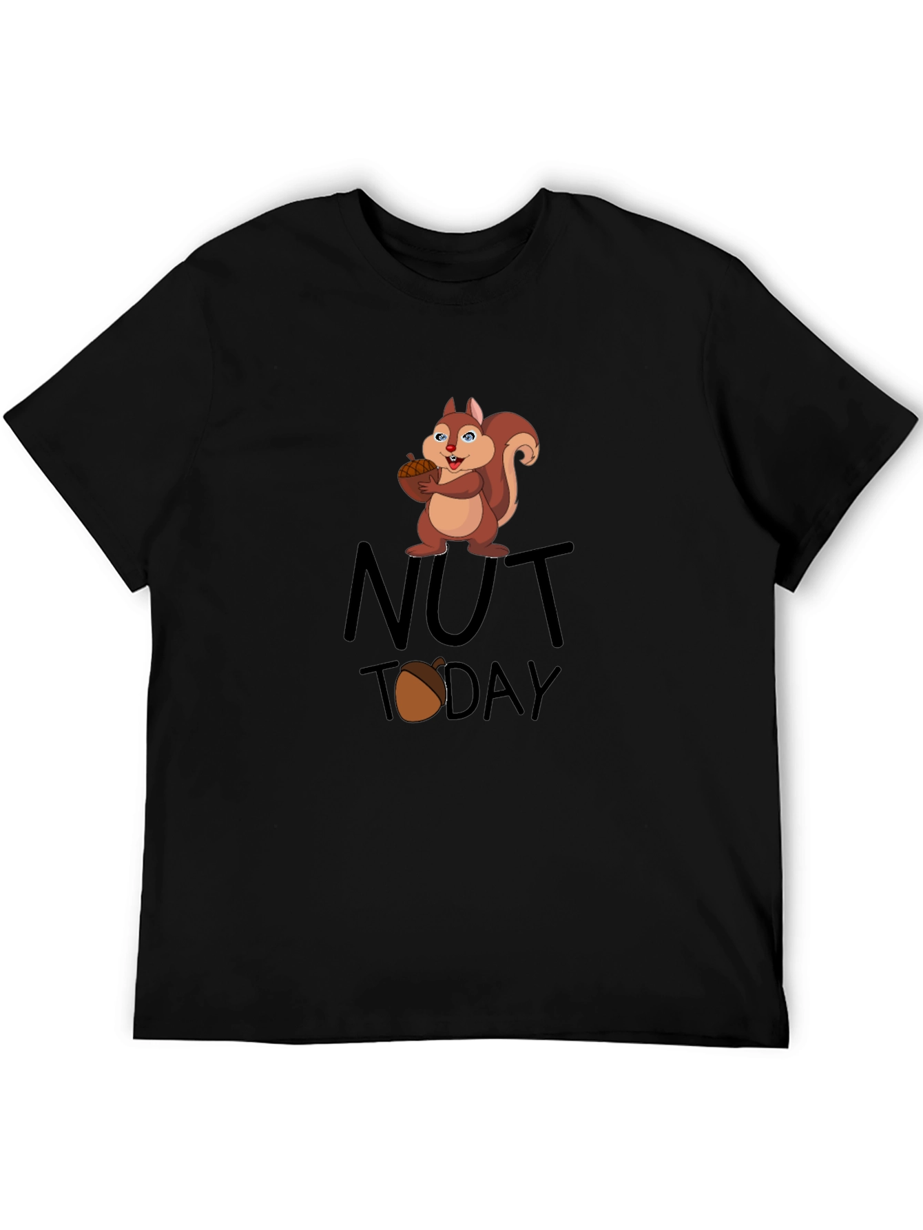 Black Nut Today Squirrel Graphic T-Shirt - Funny Humor Tee view 5