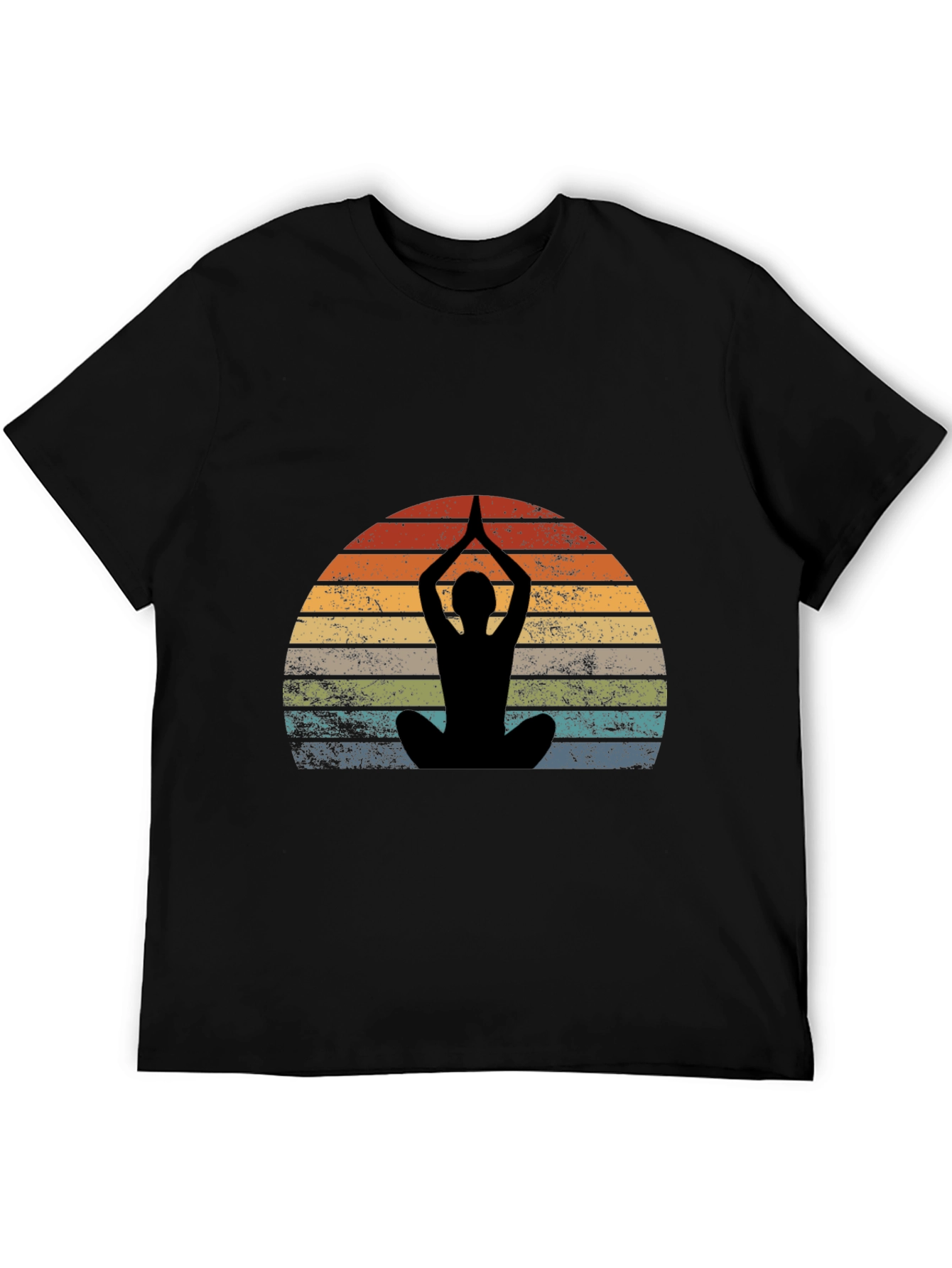 Black Yoga Silhouette Sunset Graphic Tee view 5