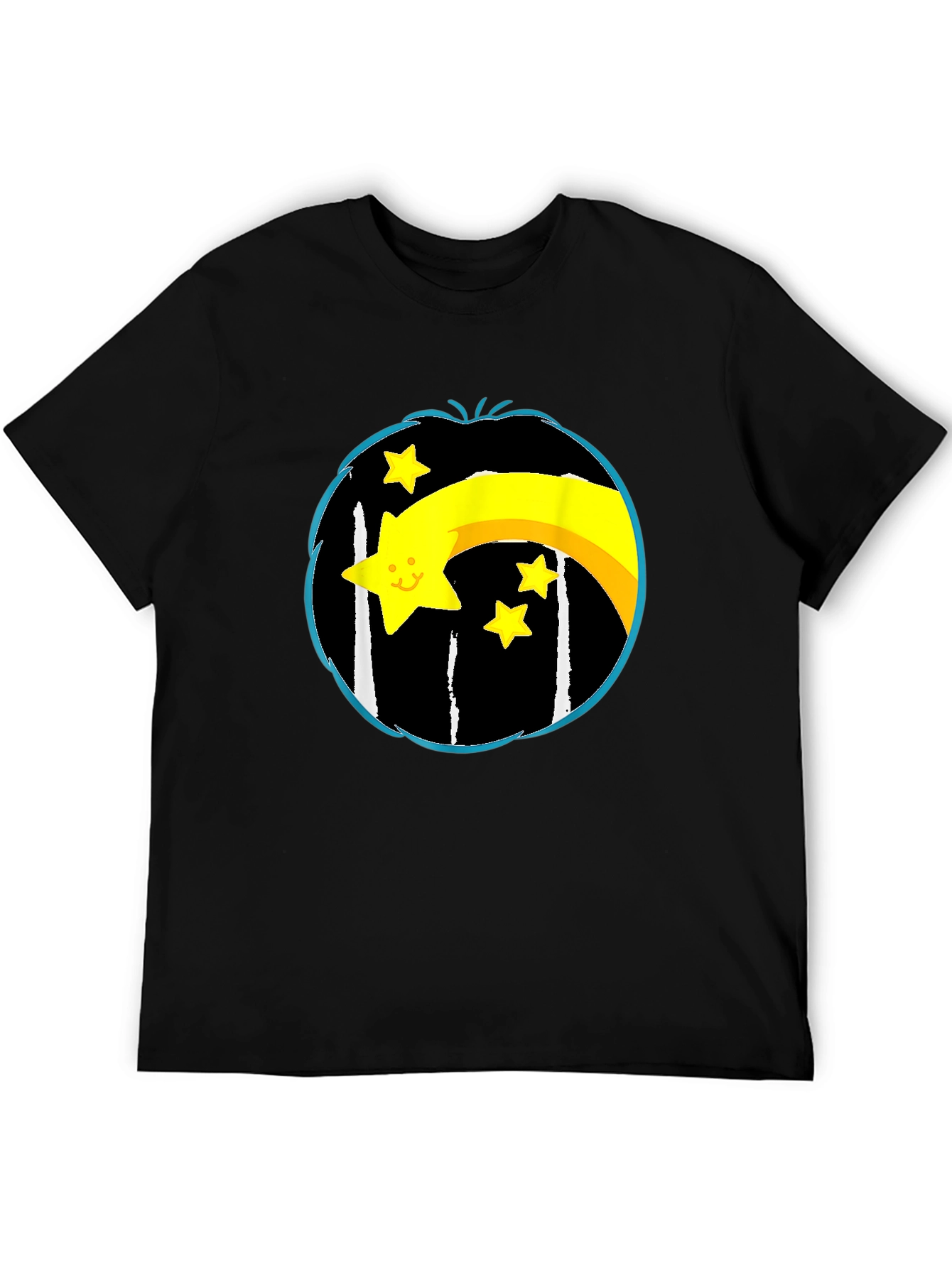 Black Shooting Star Graphic Tee - Black Cotton Blend view 5