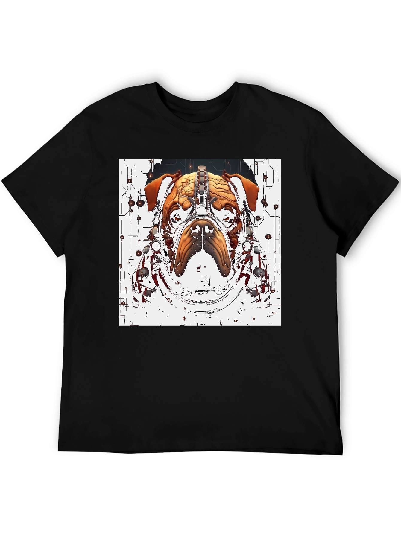 Black Cyber Bulldog T-Shirt - Unique Graphic Tee view 5