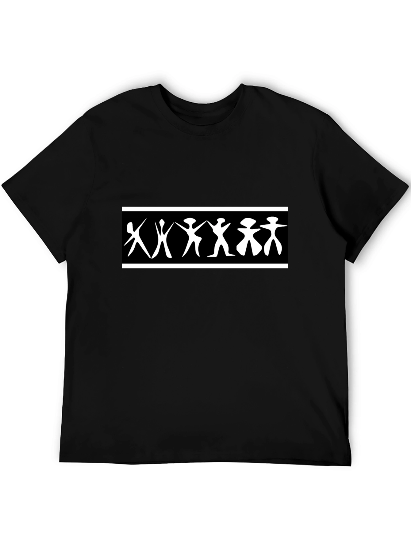 Black Abstract People Graphic Tee - Black Unisex Shirt view 5