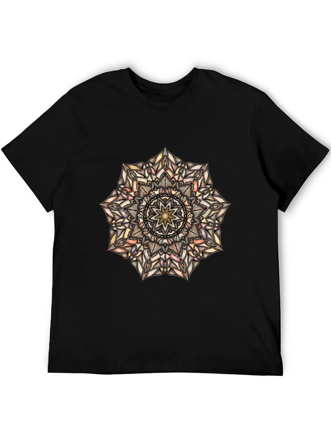 Black Mandala Print Black T-Shirt view 5