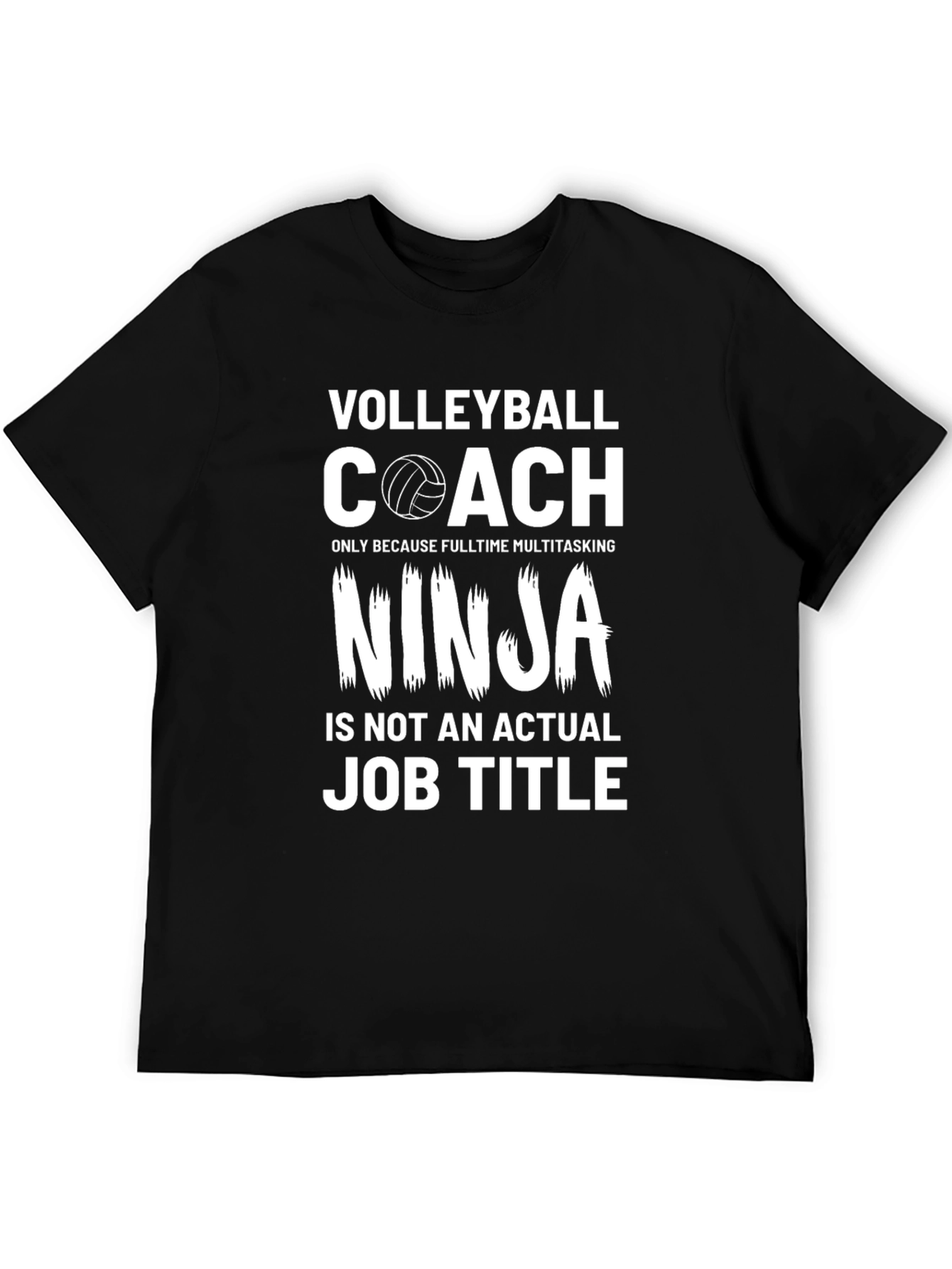 Black Volleyball Coach Ninja Graphic T-Shirt view 5