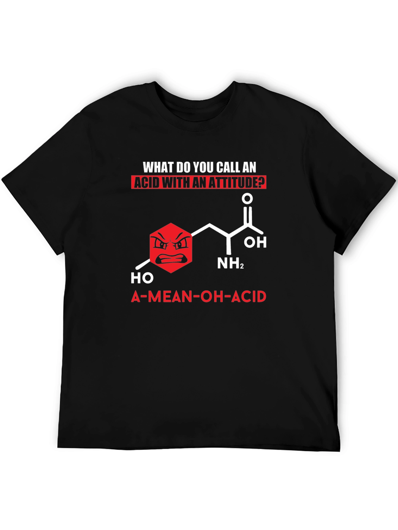 Black Funny Chemistry T-Shirt: A-Mean-OH-Acid view 5