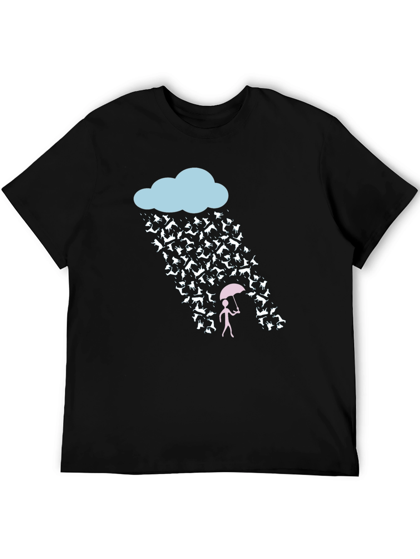 Black Raining Cats and Dogs Funny Graphic Tee view 5