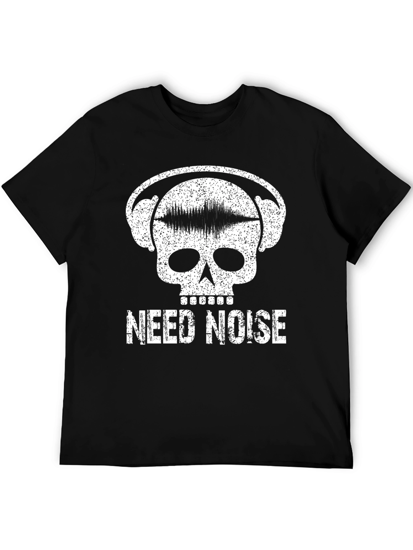 Black Need Noise T-Shirt - Skull Headphone Graphic Tee view 5