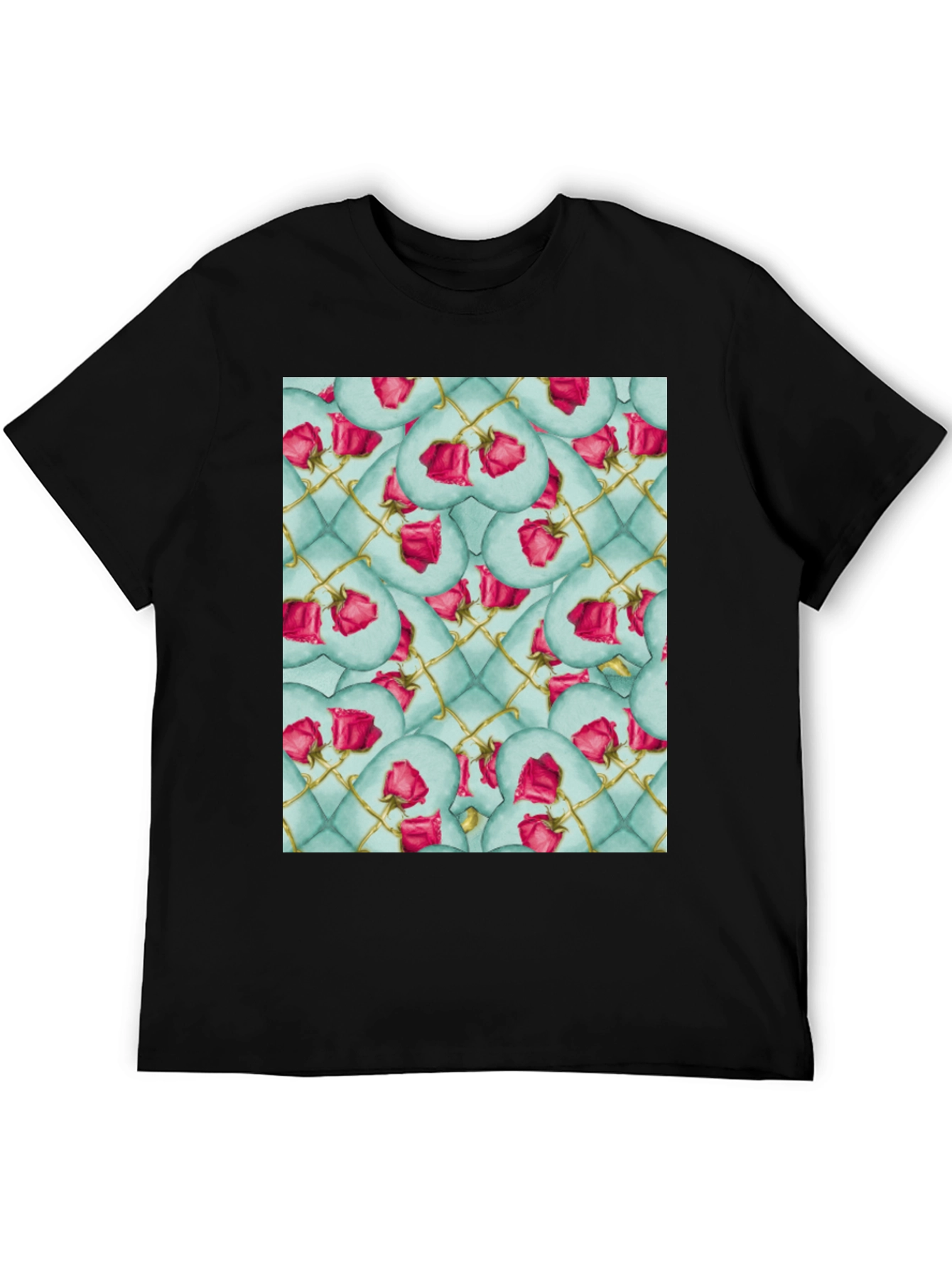 Black Rose Heart Quilted Pattern Tee view 5