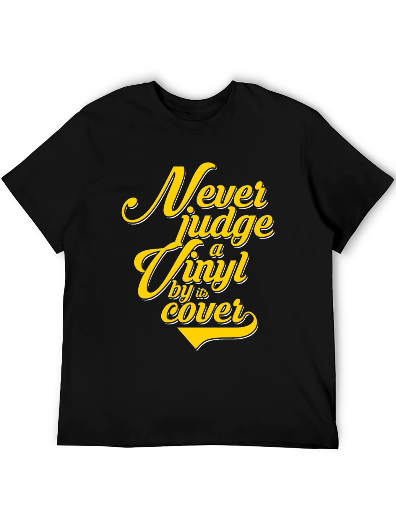 Black Vinyl Lover's Tee: Never Judge a Vinyl by its Cover T-Shirt view 5