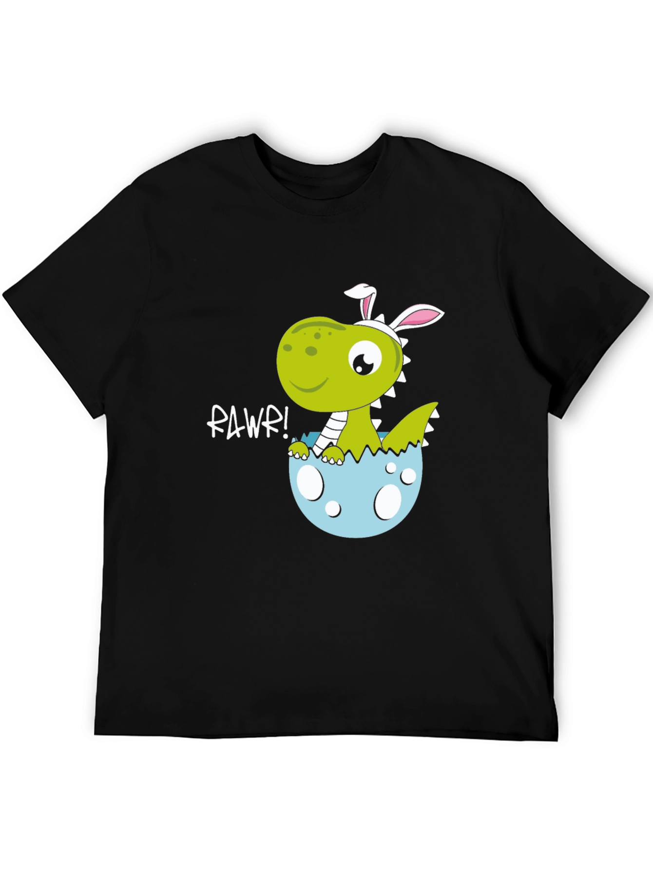Black Dino Easter Egg T-Shirt - "Rawr!" Cute Design view 5