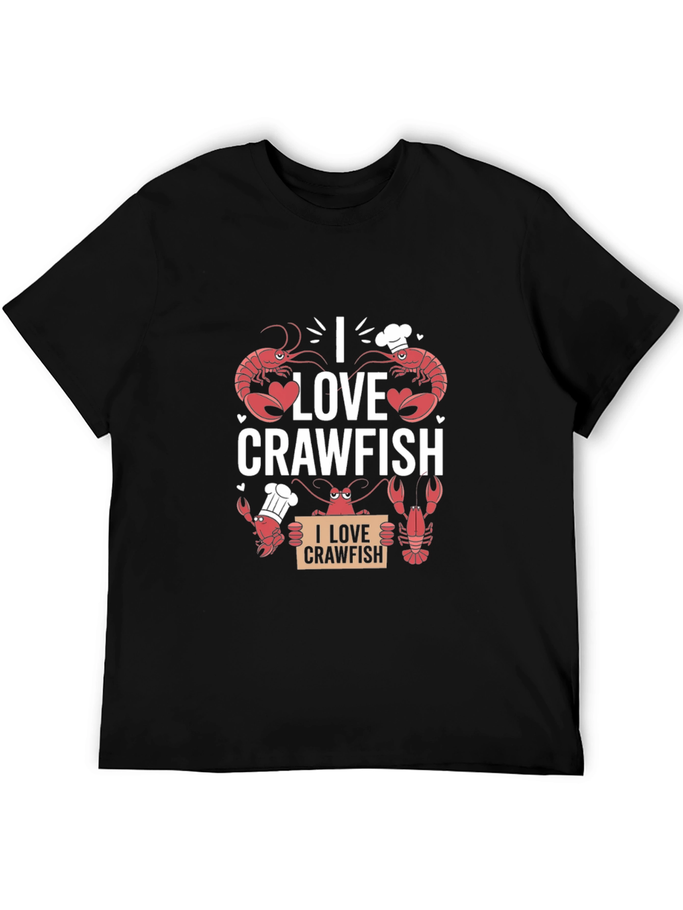 Black I Love Crawfish Graphic Tee - Black Cotton T-Shirt view 5